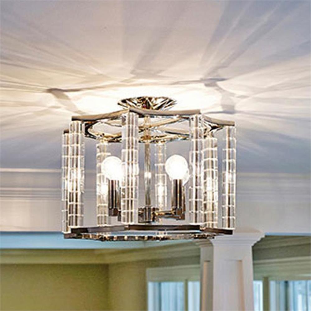 Polished Nickel Mini Chandelier with Crystal Cubes