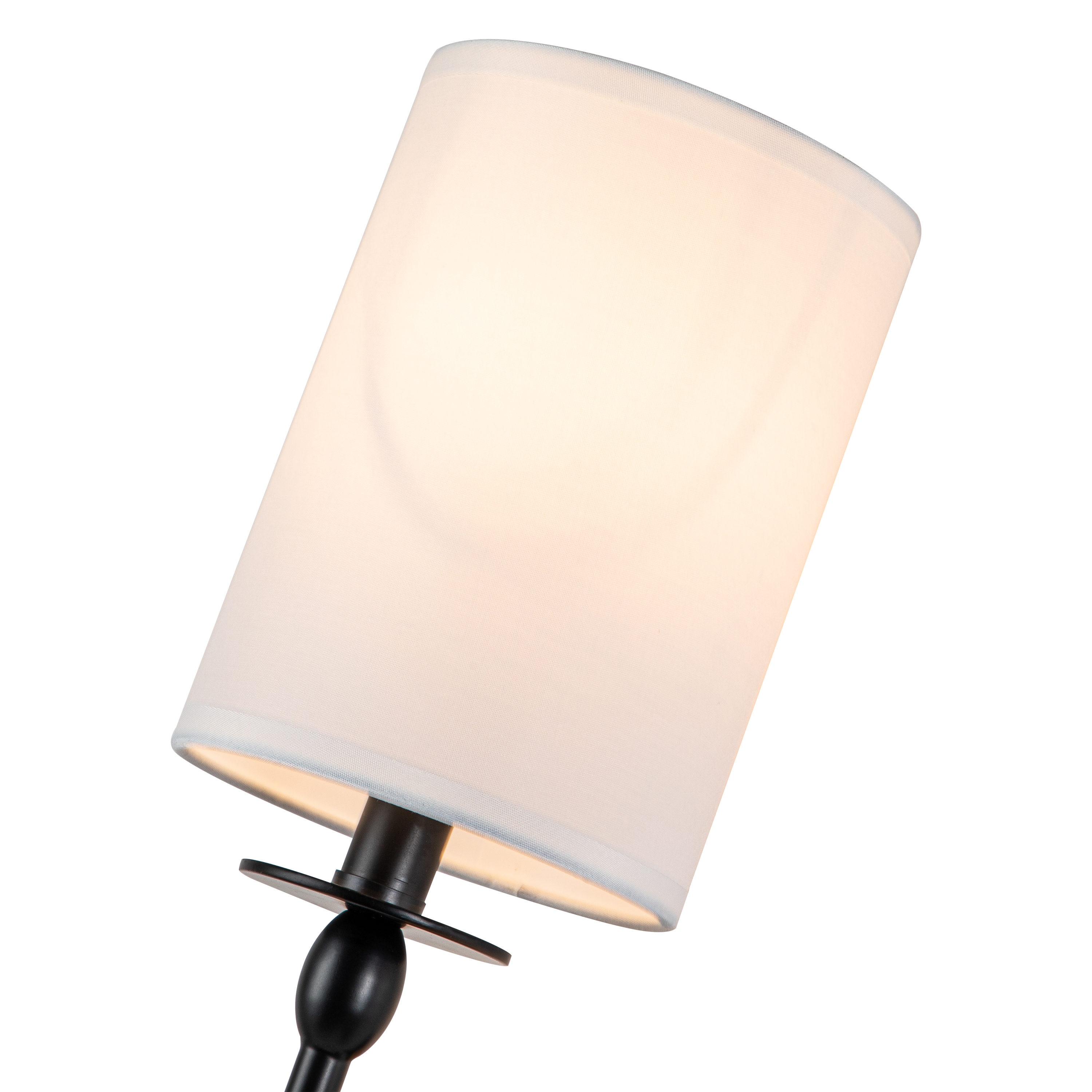 Black Metal Wall Sconce with White Fabric Shade