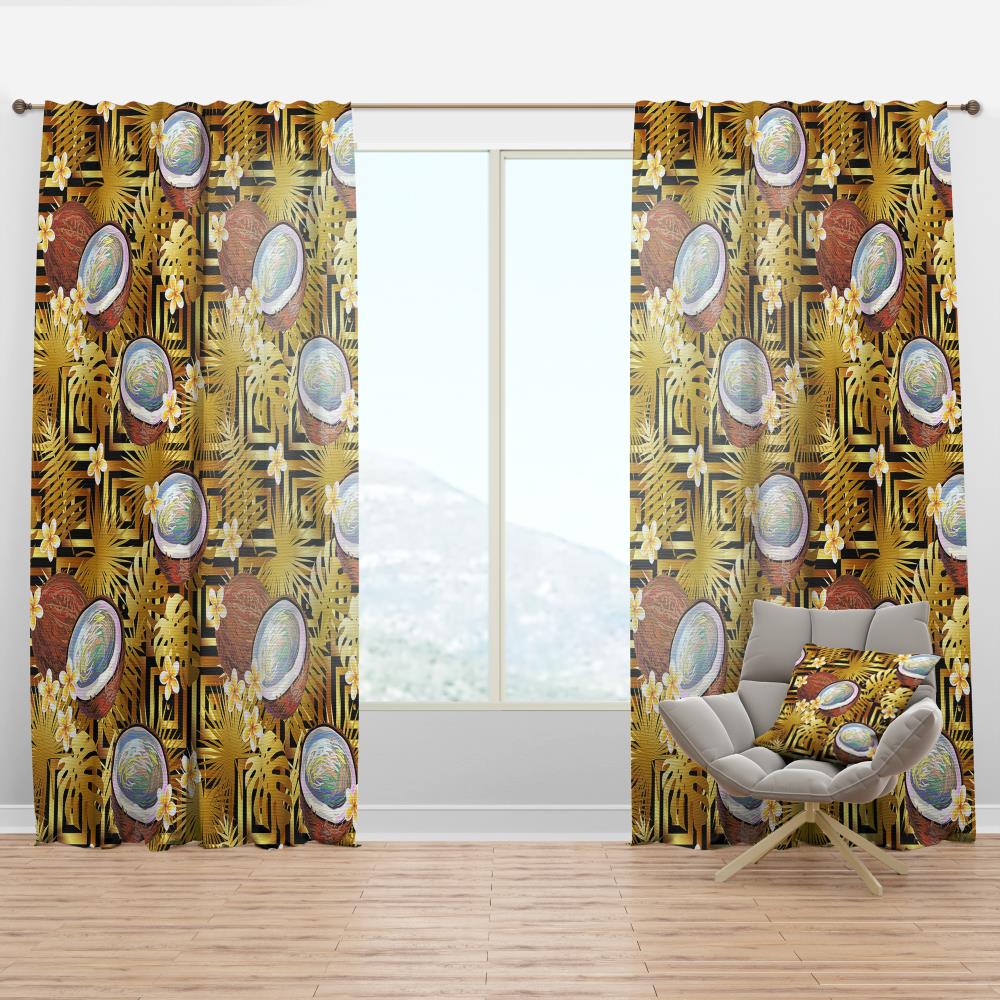 Designart CTN19013-52-108 108-in Yellow Floral Room darkening Thermal lined Rod pocket Single curtain panel