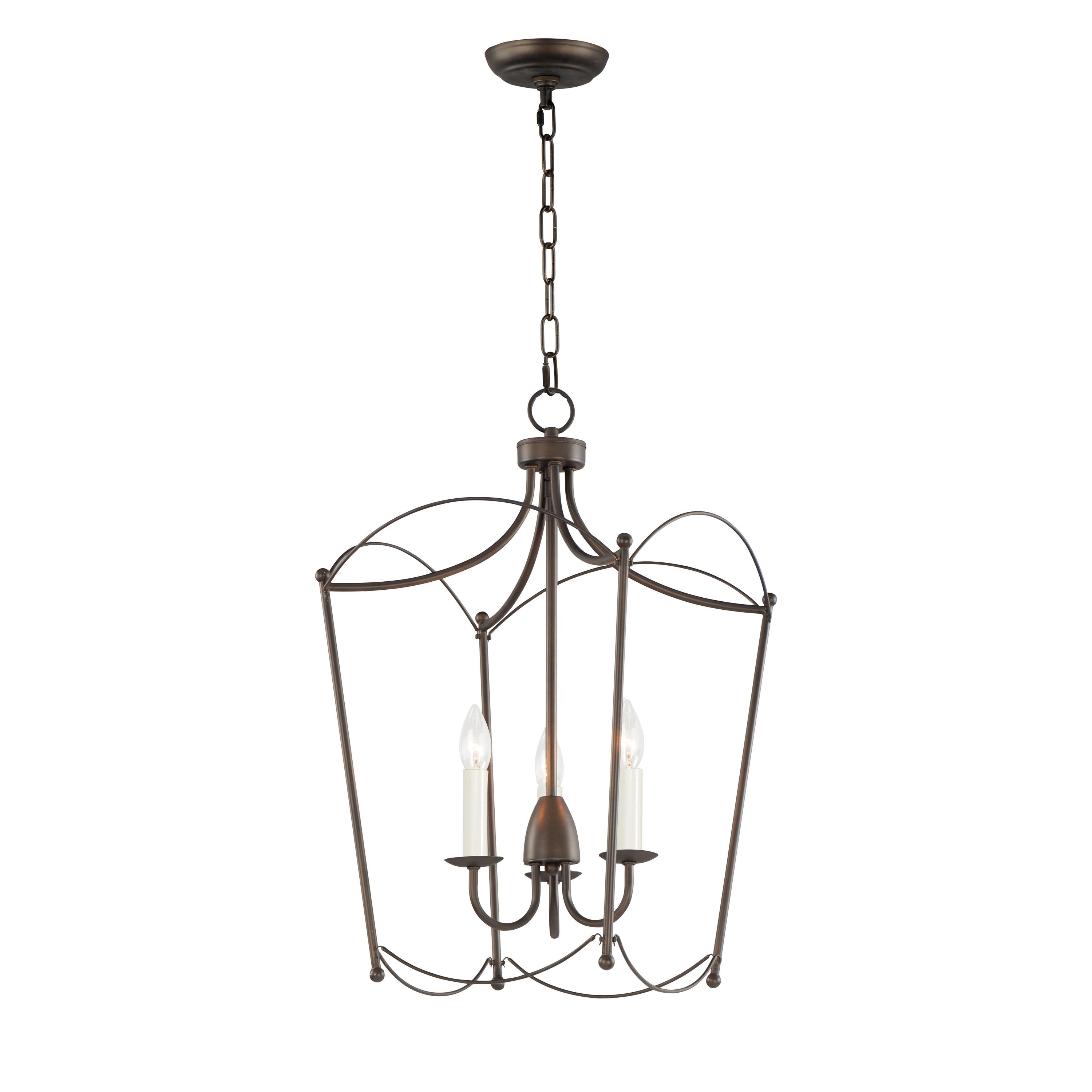 Plumette 3-Light Chestnut Bronze and Crystal Pendant Chandelier