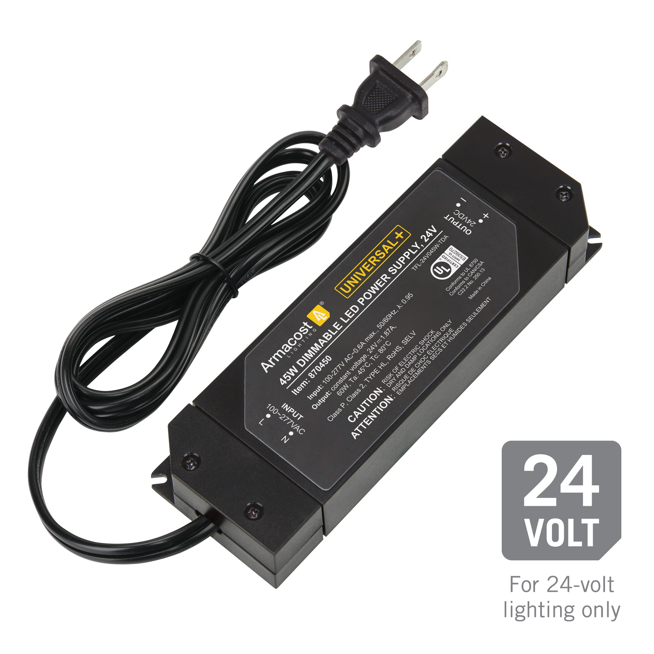Black 24V DC Dimmable LED Driver Power Supply