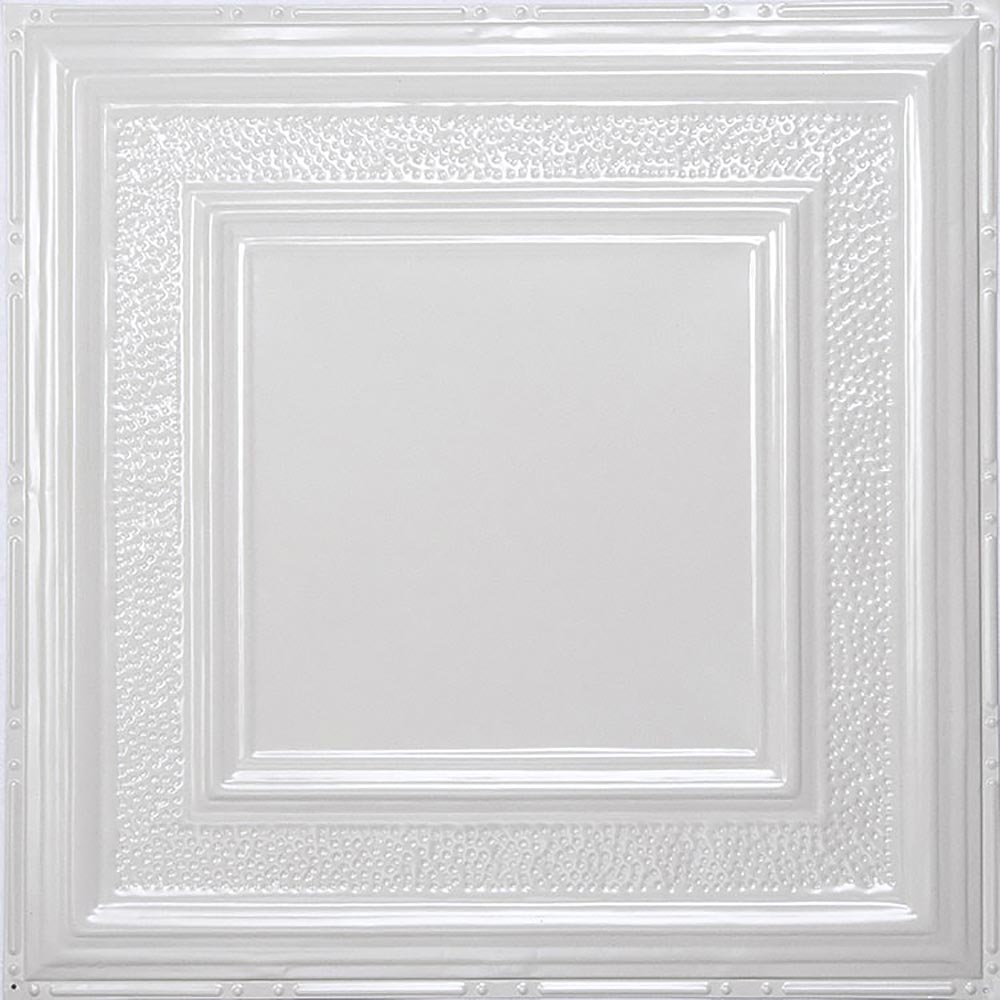 American Tin Ceilings 24-in x 24-in Bright White Gloss Surface-mount ...