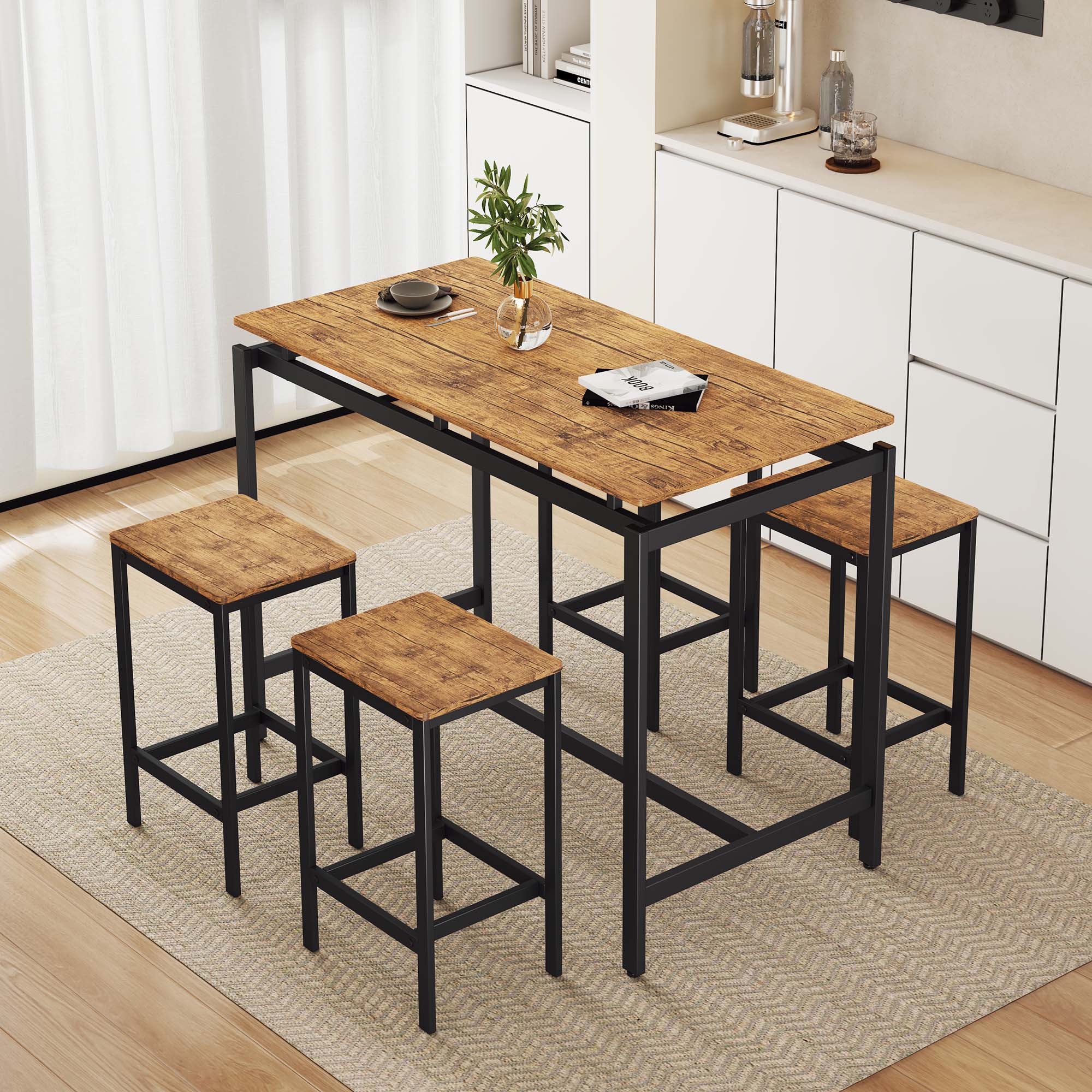 Sunrinx MG66-13-SN Brown Contemporary/Modern Dining Room Set with Rectangular Table ( Seats 4 )