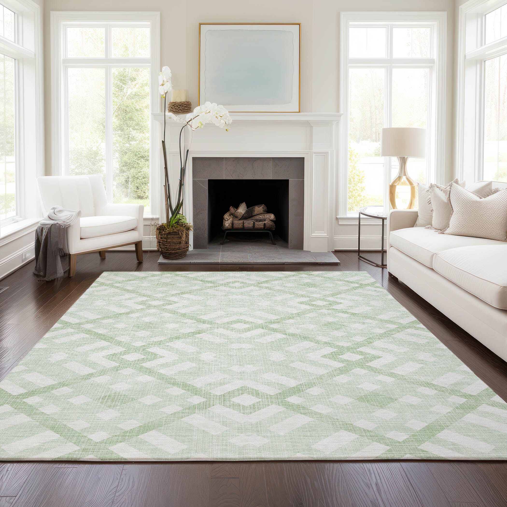 Addison Rugs ACN616MZ3X5 Chantille ACN616MZ 3 x 5 (ft) Polyester Mint Rectangular Indoor/Outdoor Abstract Machine washable Area rug