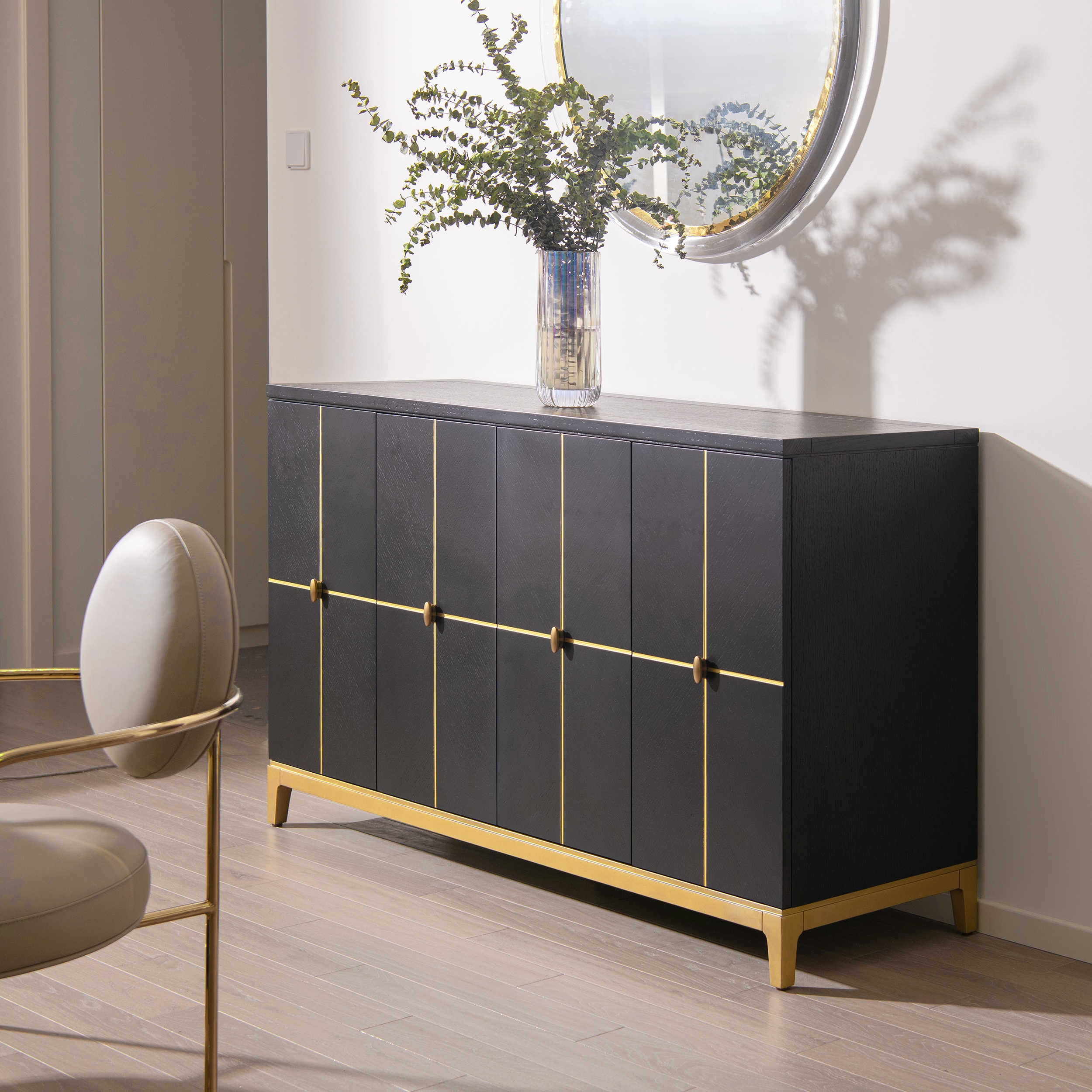 Jennifer Taylor Home LCBG87683 Kingsly Contemporary/Modern Espresso Black Birch Sideboard