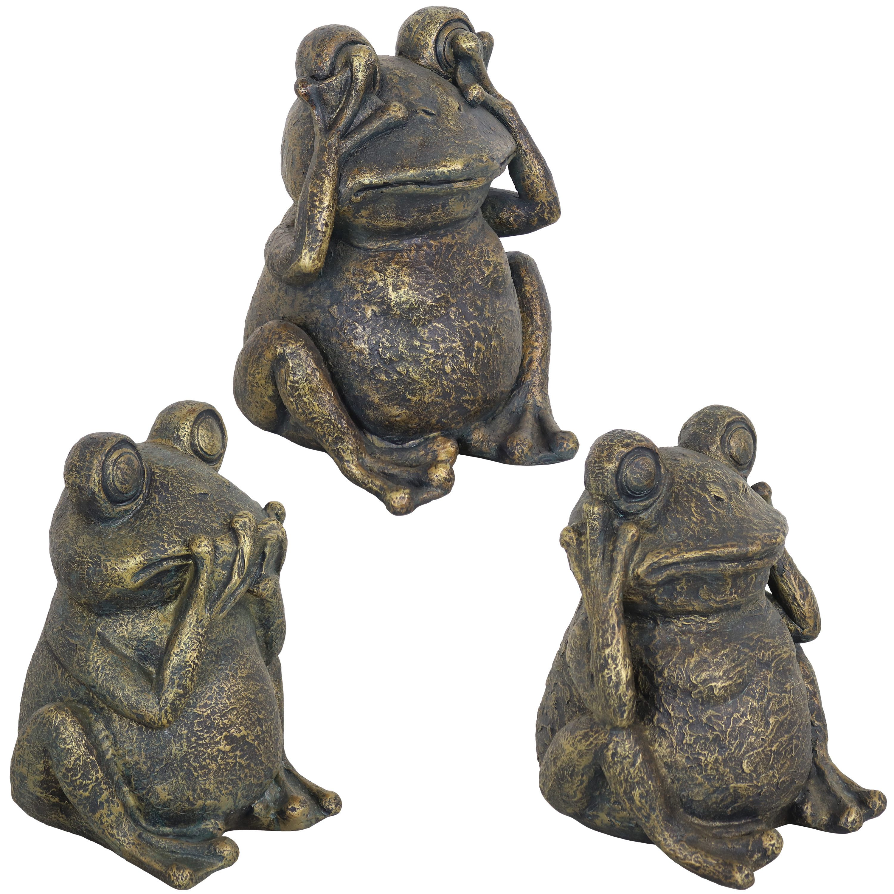 Sunnydaze Decor Hear No Evil, See No Evil, Speak No Evil Frog Trio Statue