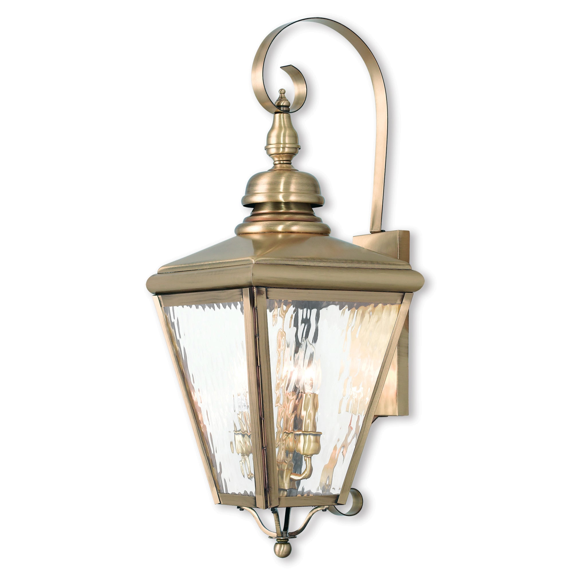Livex Lighting 2033-01 Cambridge 3 -Light 29-in H Antique Brass Hardwired Outdoor Wall Light