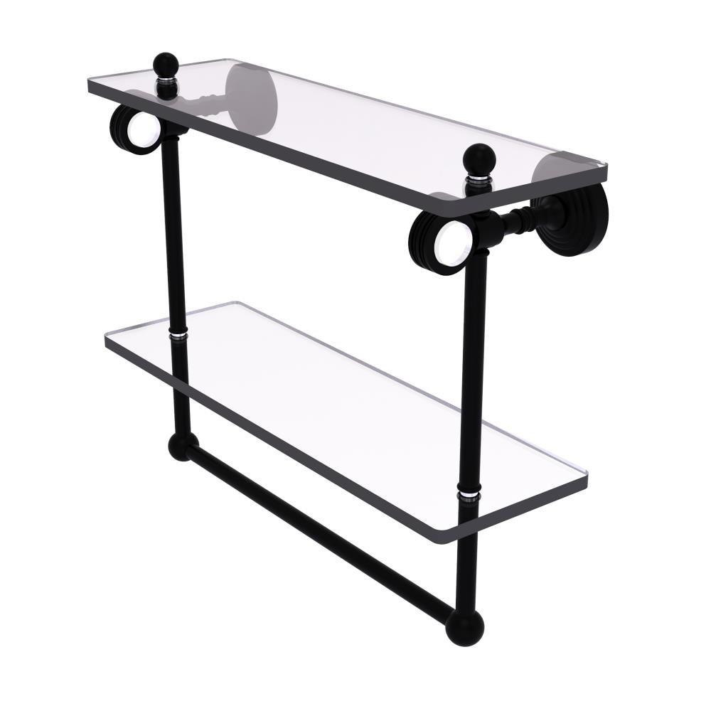 Allied Brass PG-2TBD-16-BKM Pacific Grove Matte Black 2 -Tier Wall mount Bathroom Shelf ( 16-in x 13-in x 5-in )
