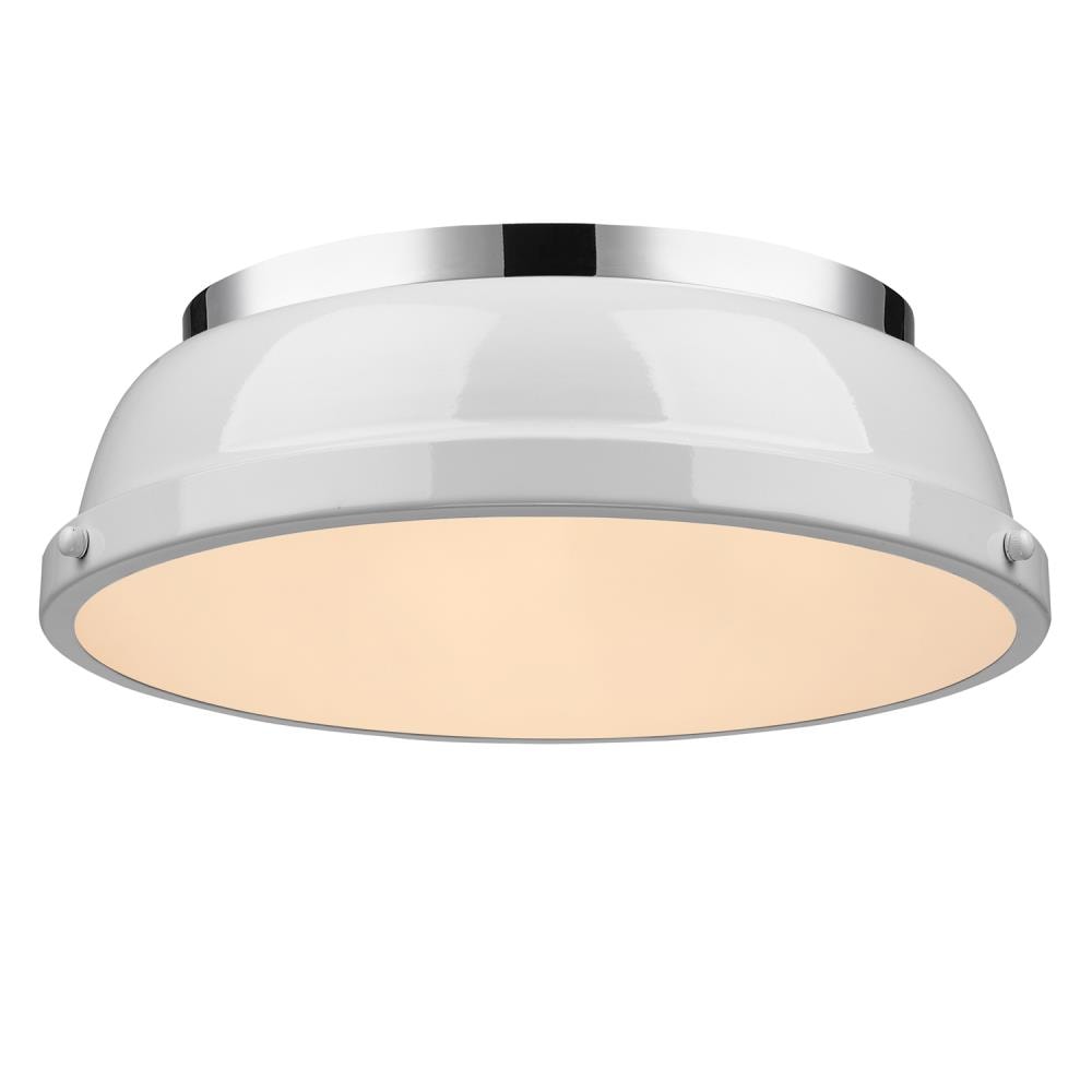 Golden Lighting 3602-14 CH-WH Duncan 2 -Light 14-in Polished Chrome Flush Mount Light
