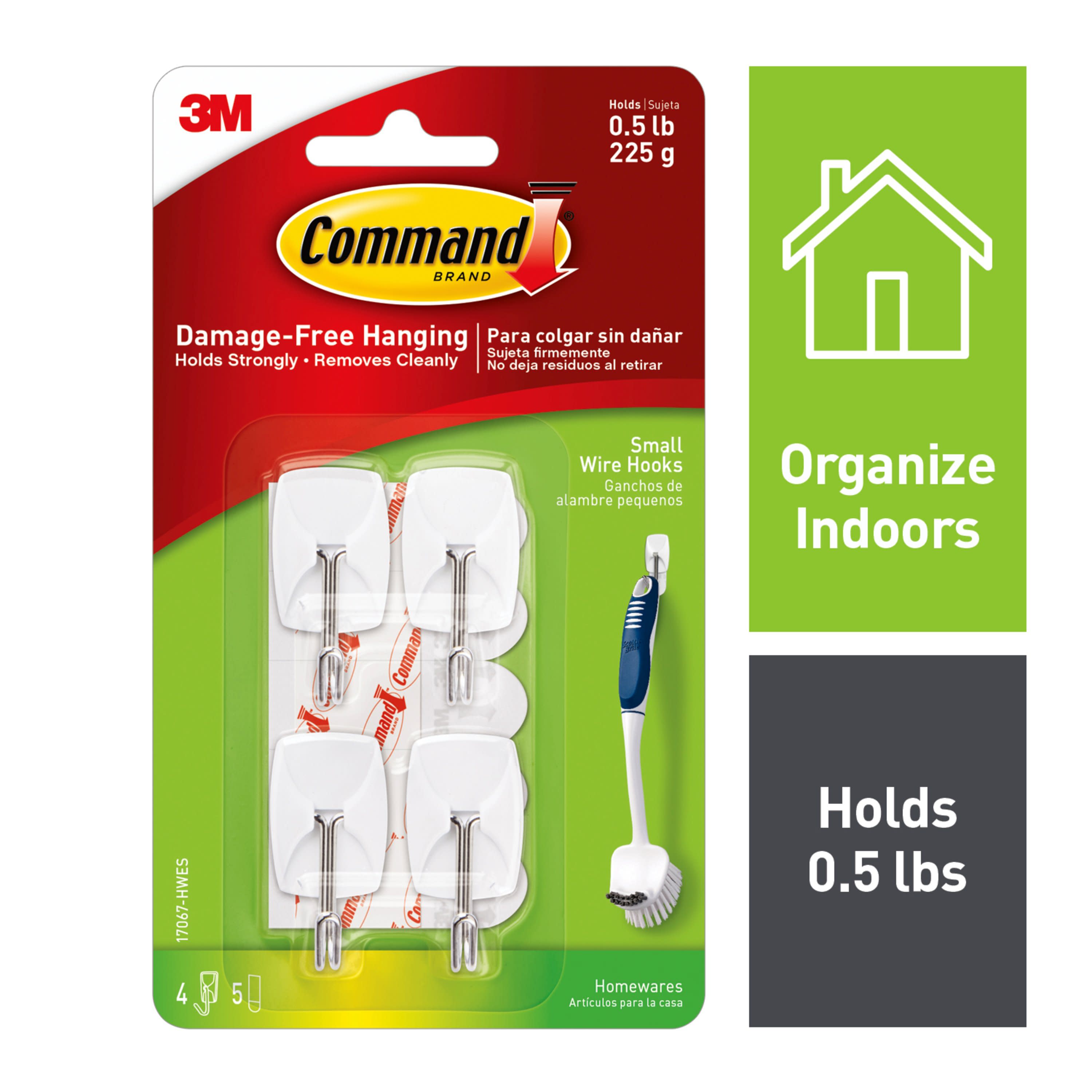 Command Small 4-Pack White Adhesive Wire Hook (0.5-lb Capacity) at