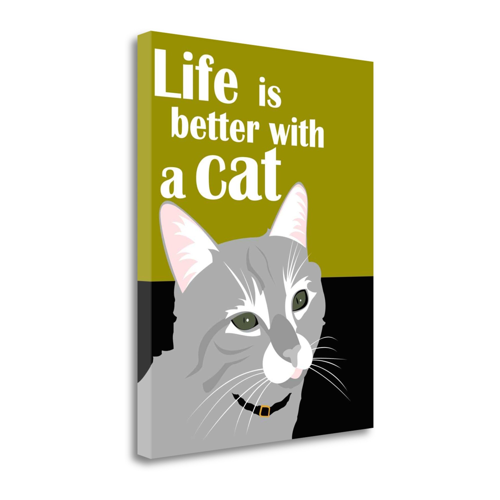 Tangletown Fine Art ICO162D-1822C Life Is Better with A Cat Ginger Oliphant 22-in H x 18-in W Animals Print on Canvas