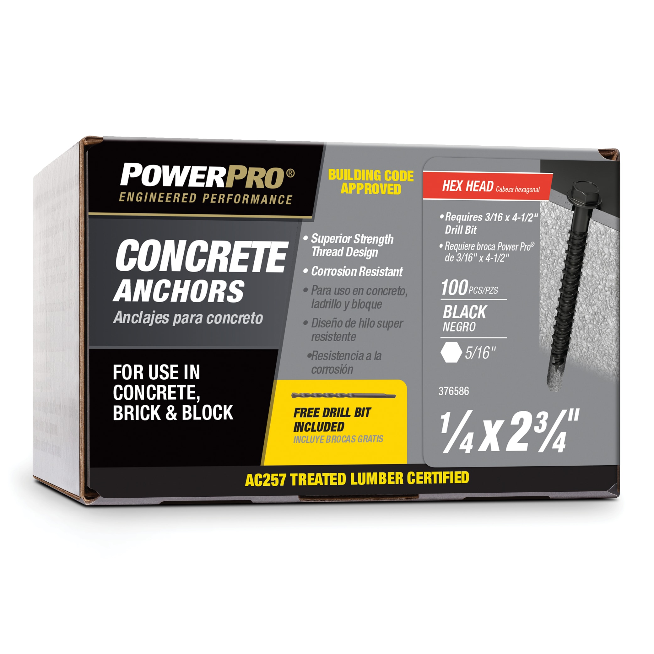 Power Pro 1/4-in x 2-3/4-in Concrete Screws Anchors (100-Pack) in the  Anchors department at