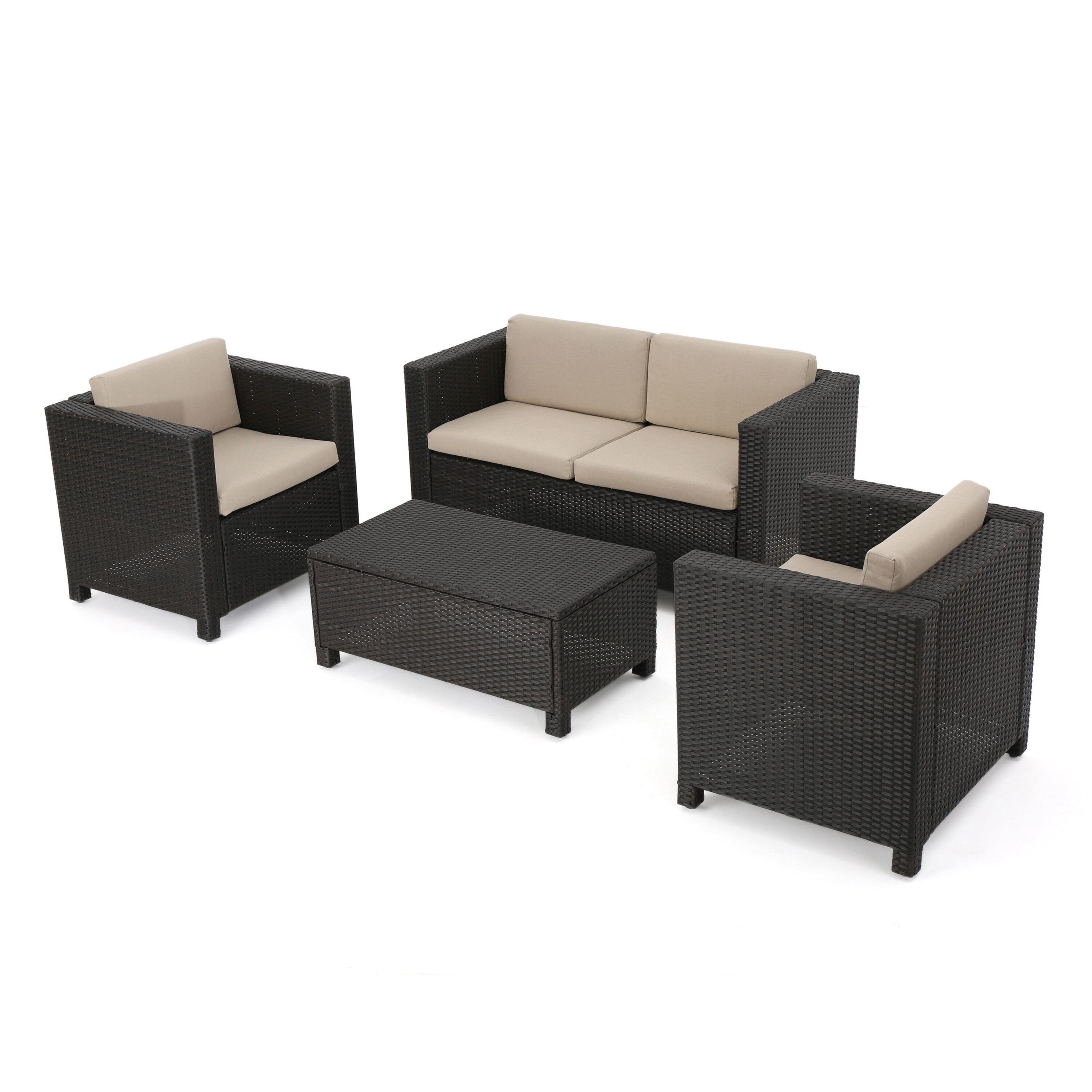 Kappa 4 piece rattan shop sofa set with cushions