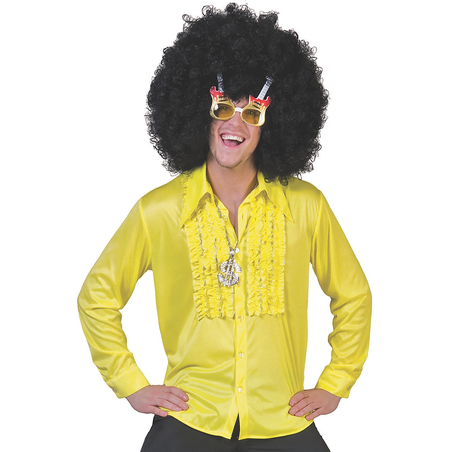 Halloween Express FF608310SM Adults Yellow Saturday Night Small Shirt