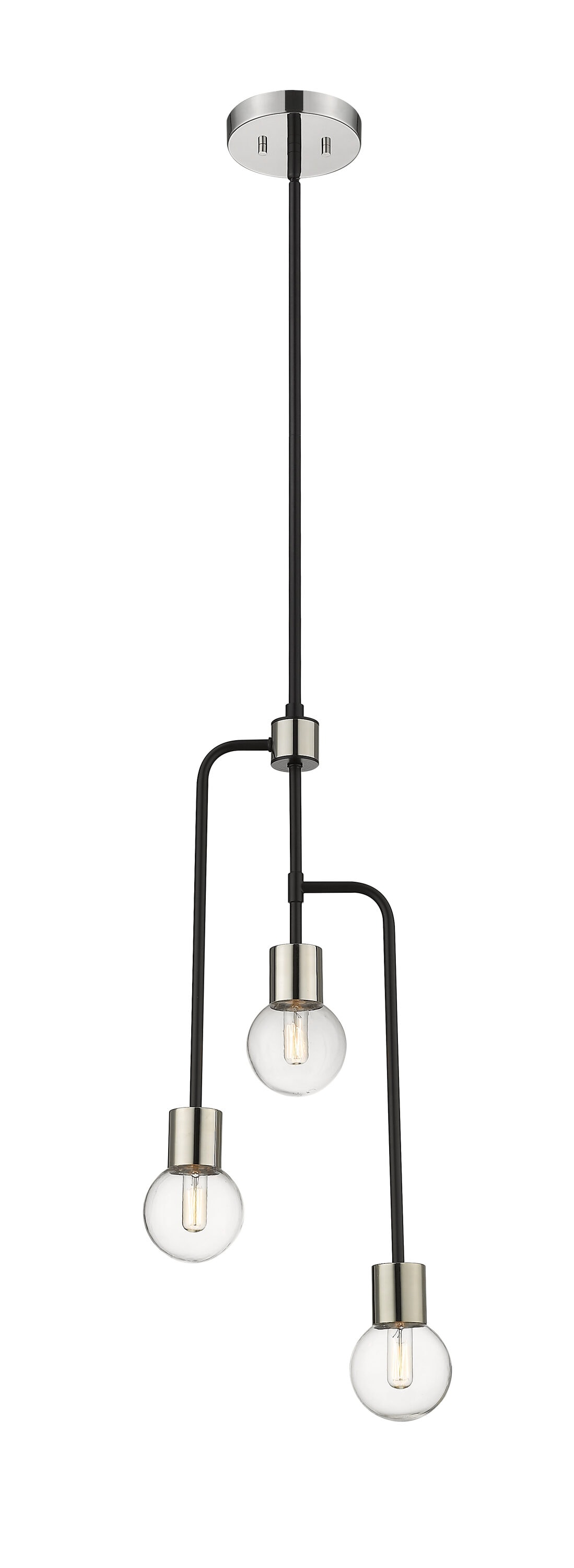 Neutra 3-Light Matte Black and Polished Nickel Globe Chandelier
