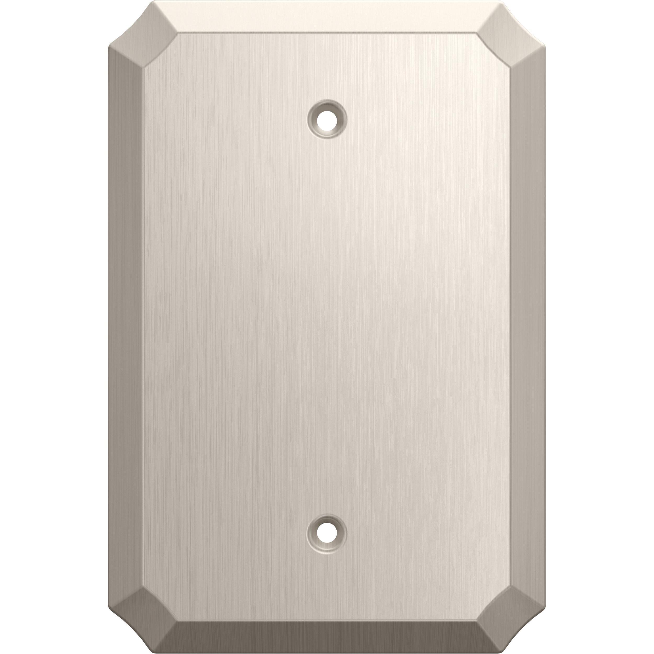 allen + roth W41415-SN-KT Advington 1-Gang Standard Blank Wall Plate, Satin Nickel (4-Pack)