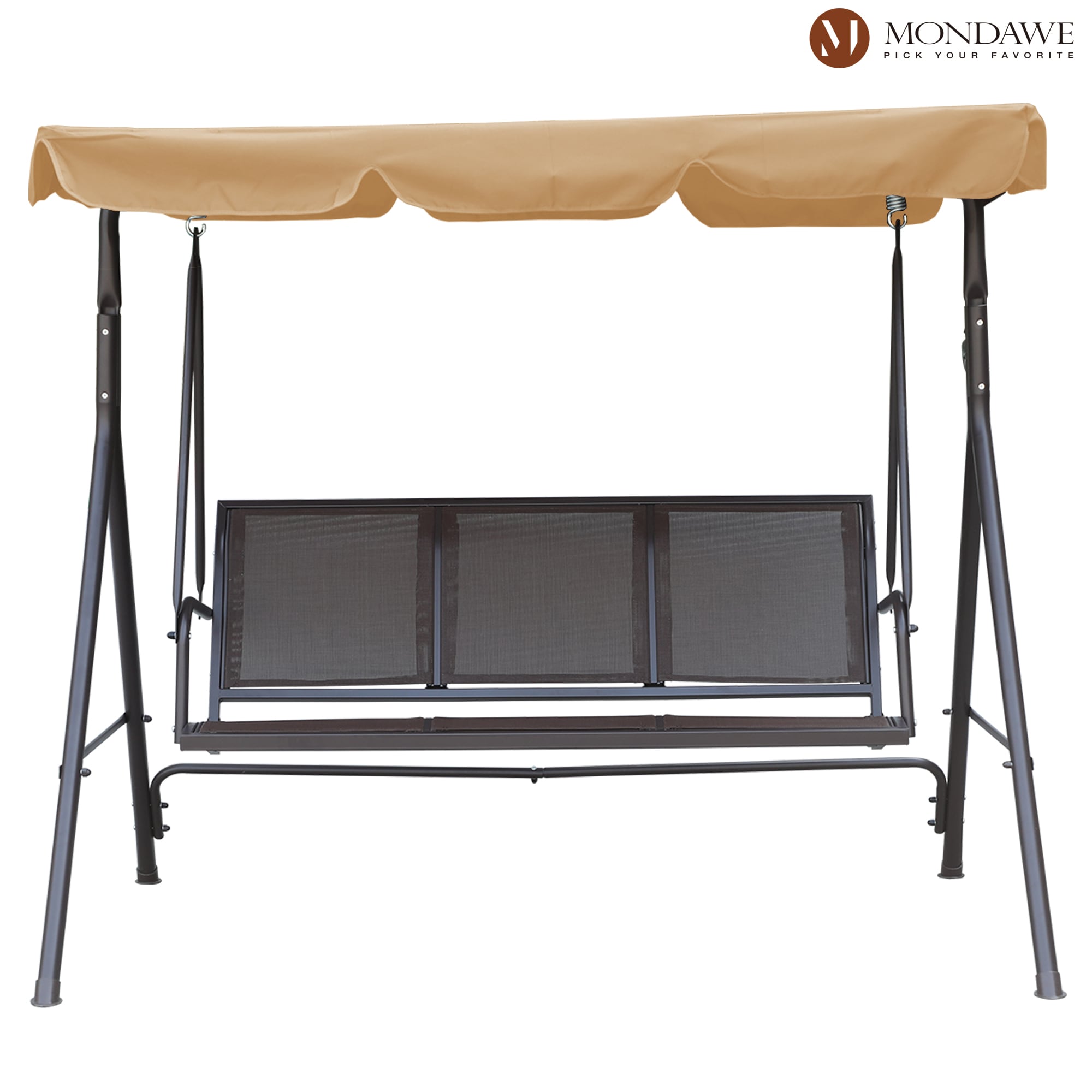 Mondawe MD-8007-1BE 3 -person Beige Steel Outdoor Swing
