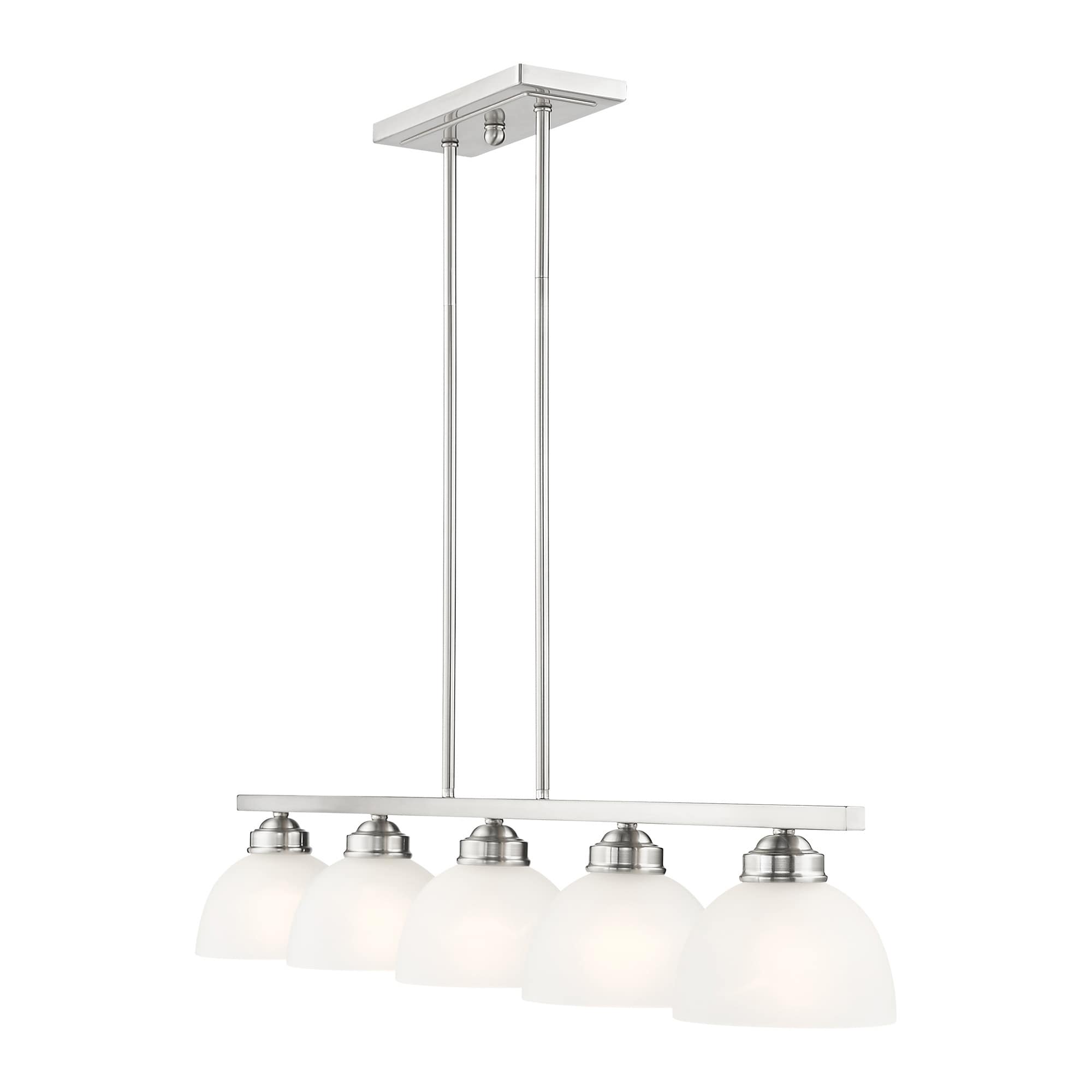 Sleek Somerset Brushed Nickel 5-Light Linear Chandelier with Satin Glass