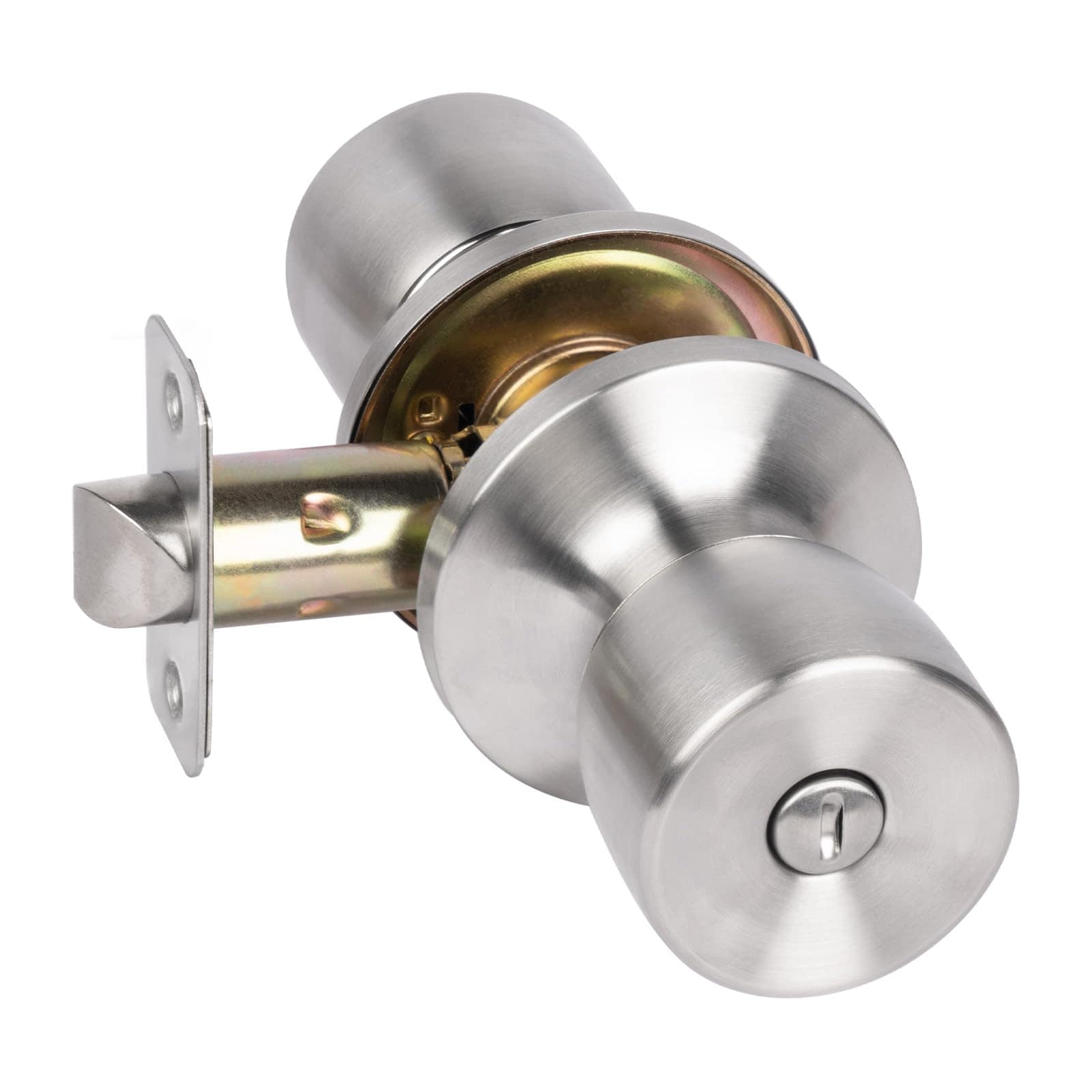 Aoibox  Satin Nickel Privacy Door Knob with Keyless Lock and Round Ball Handle for Bedroom and Bathroom Doors