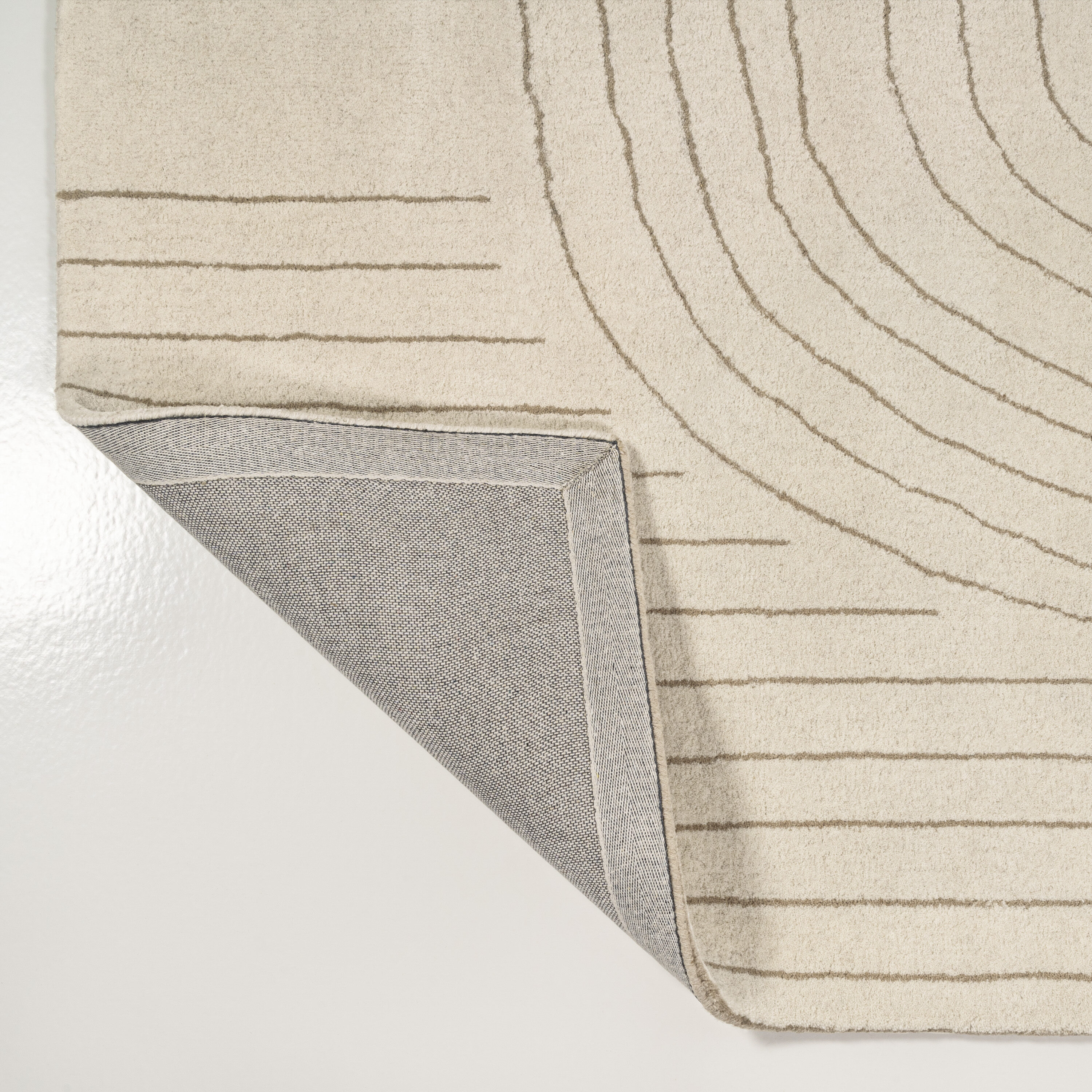 Ivory and Beige Abstract Handwoven Wool Area Rug, 5 ft. x 8 ft.