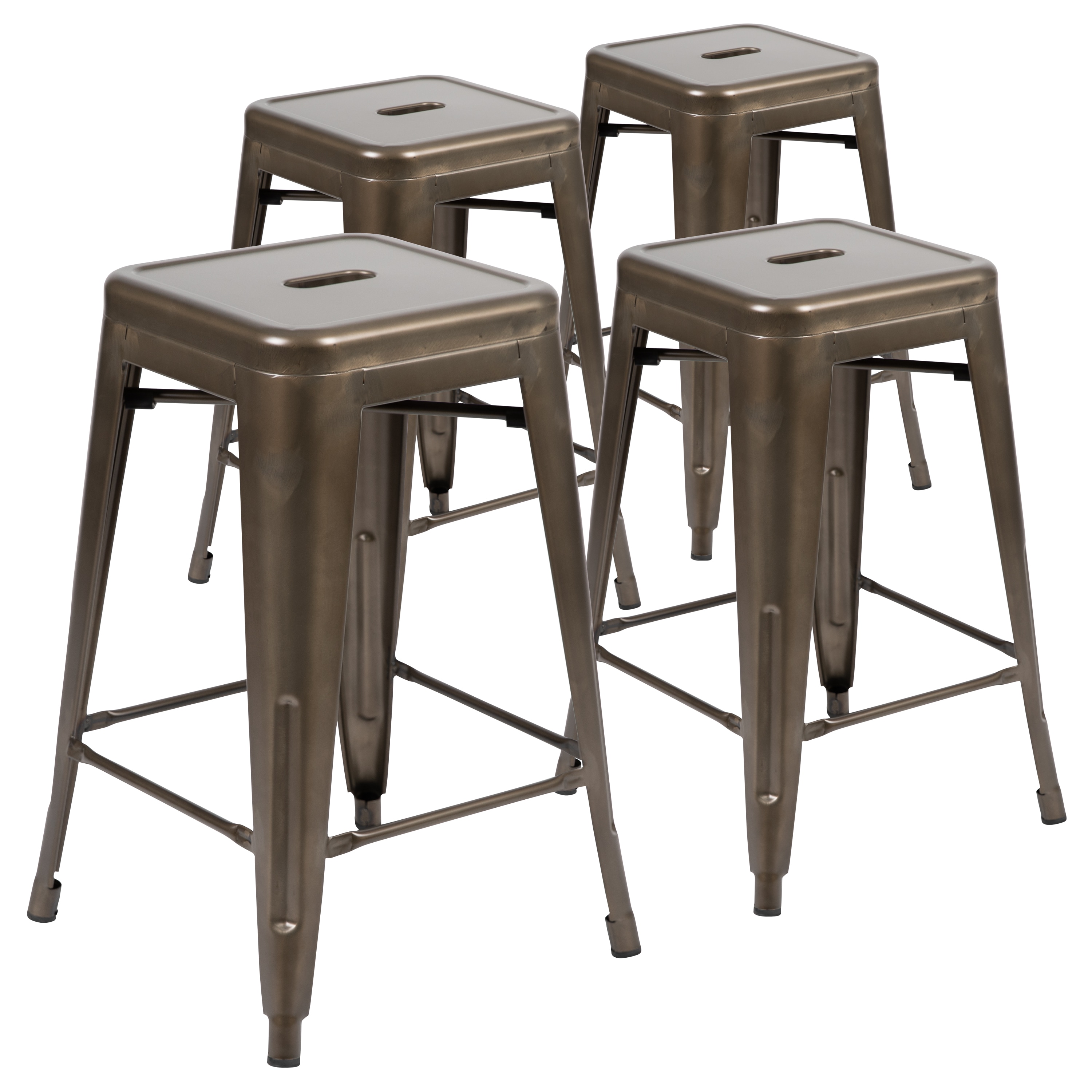 Flash Furniture 889142531005 4 -Set Gun Metal 24.0-Inches H Counter height Square seat Stackable Metal Bar Stool