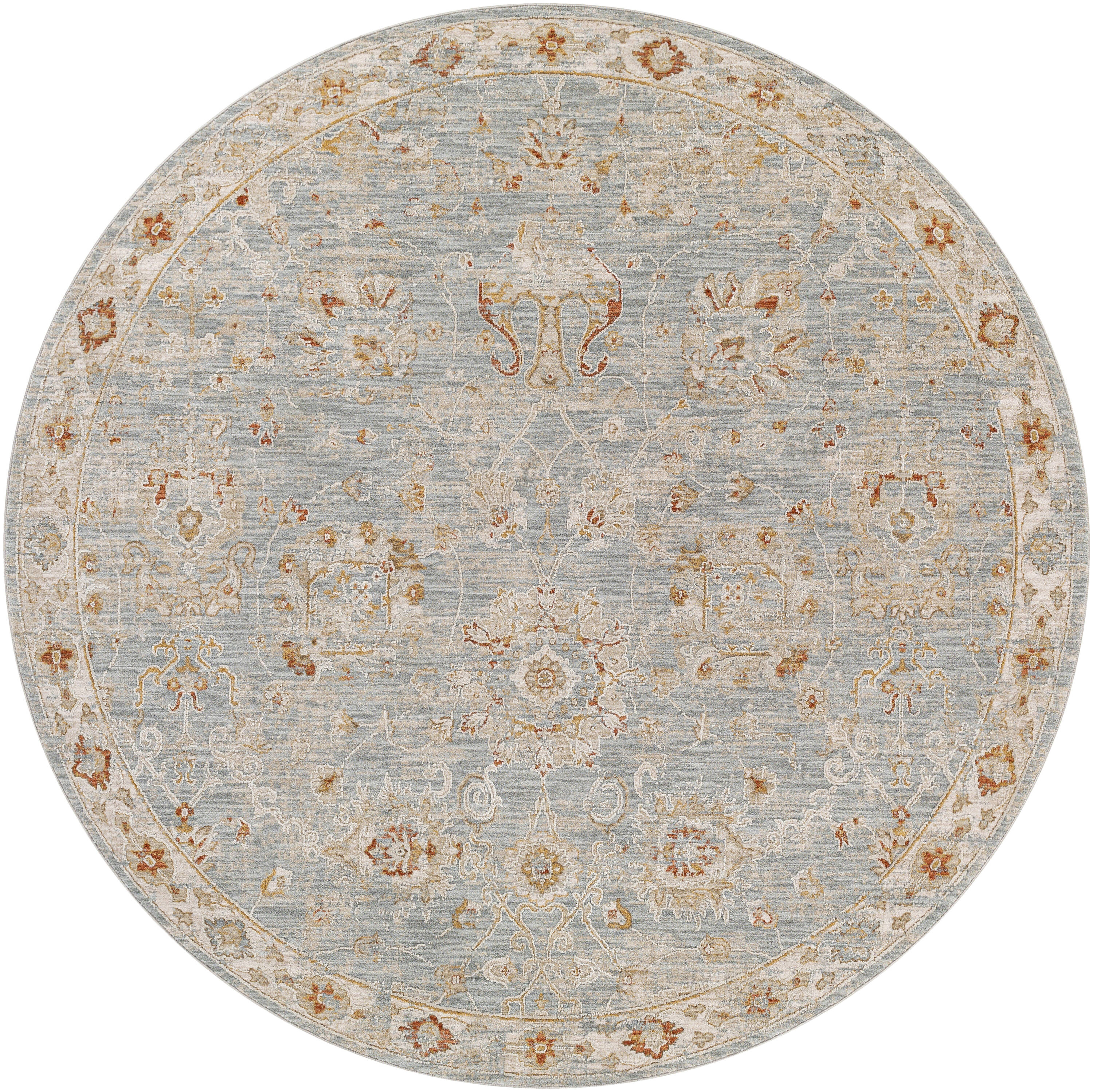 Livabliss AVT2322-53RD Avant Garde 5 x 5 (ft) Polyester Light Blue Round Indoor Medallion Oriental Area rug
