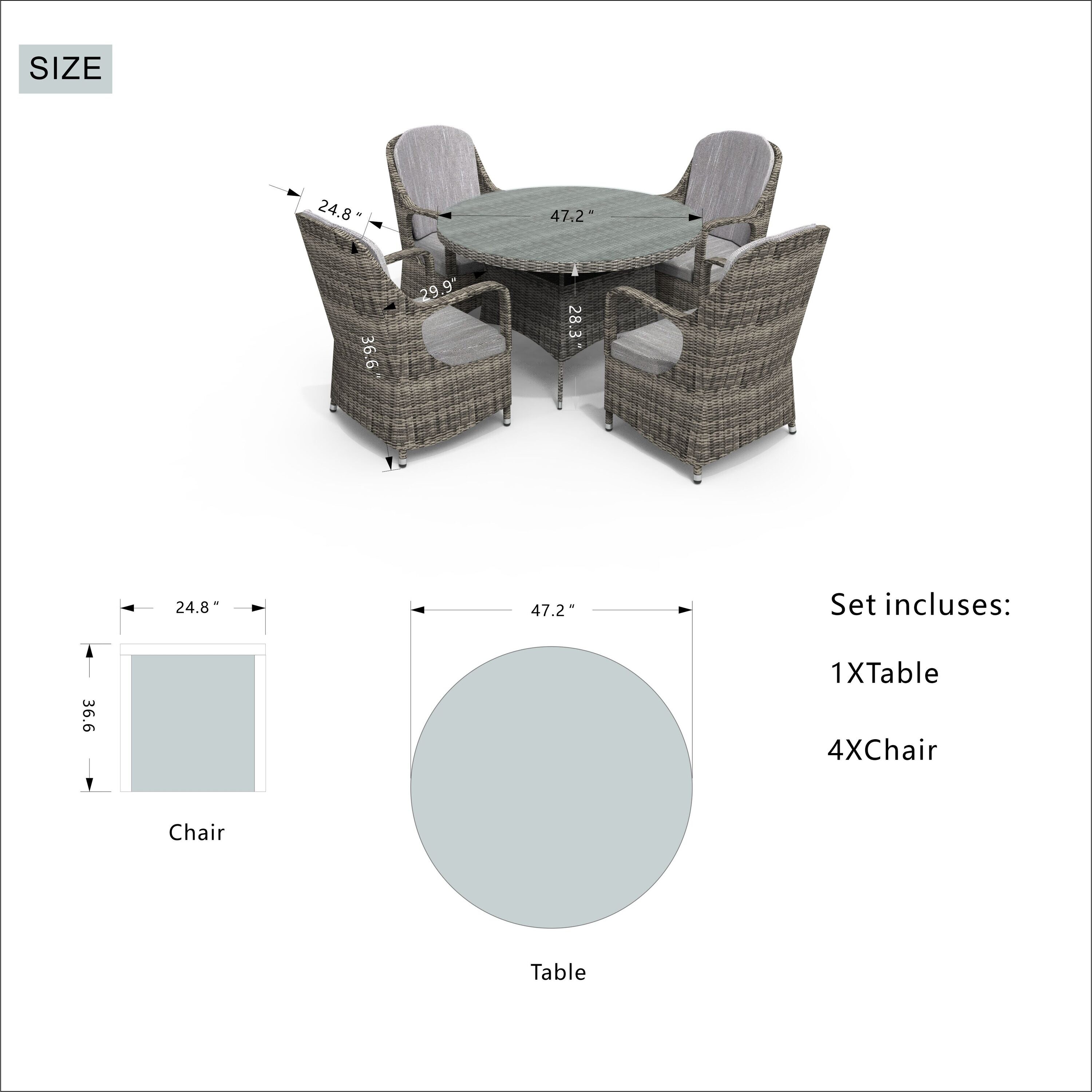 Direct Wicker DWD-1709-GR Patio-Dining-Sets - View #6