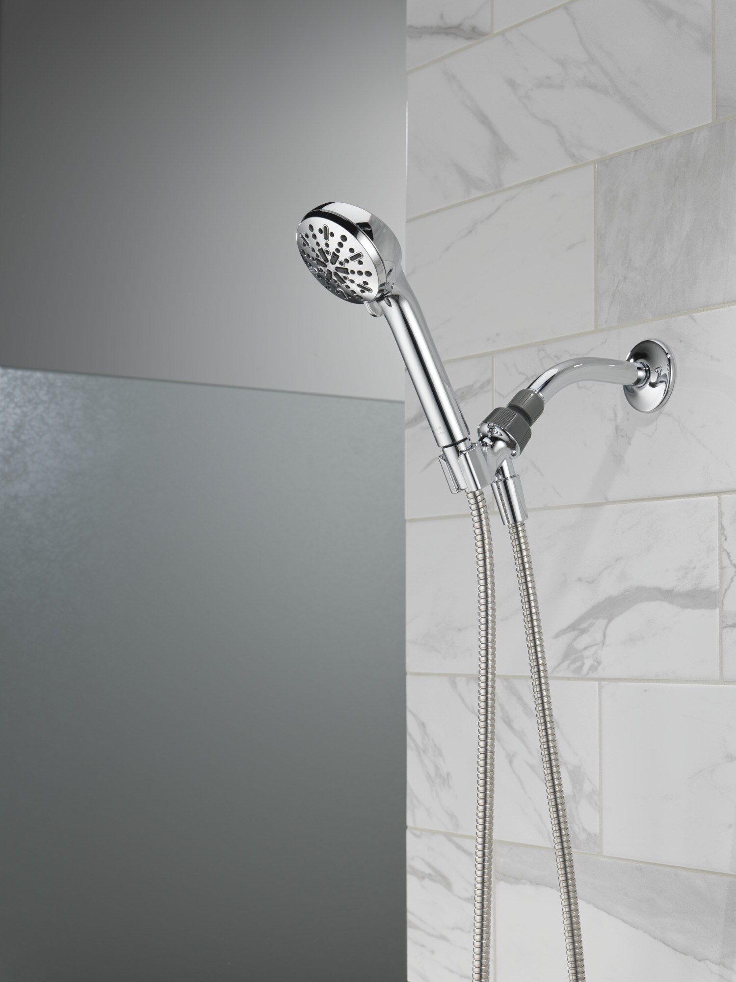 Chrome Adjustable Multi-Head Handheld Shower with Hose