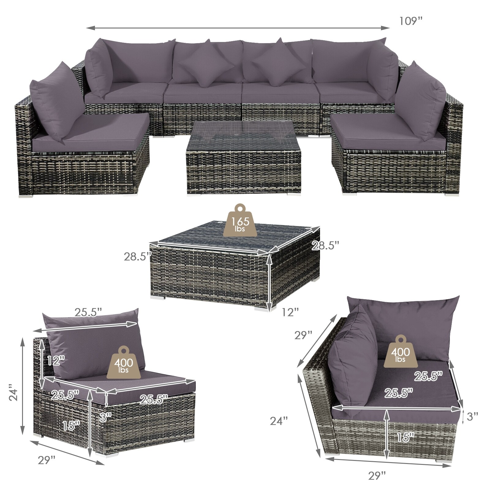 Clihome CWCH-HW68AC058GR+ Patio-Conversation-Sets - View #5