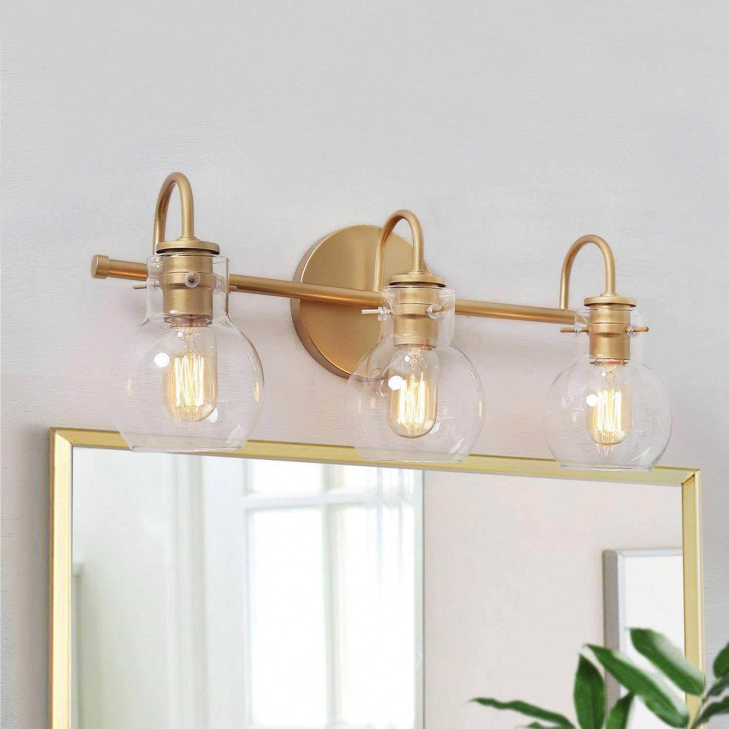 LNC EZ2UYELWS356986 Charm 22-in 3-Light Matte Gold LED Modern/Contemporary Vanity Light Bar