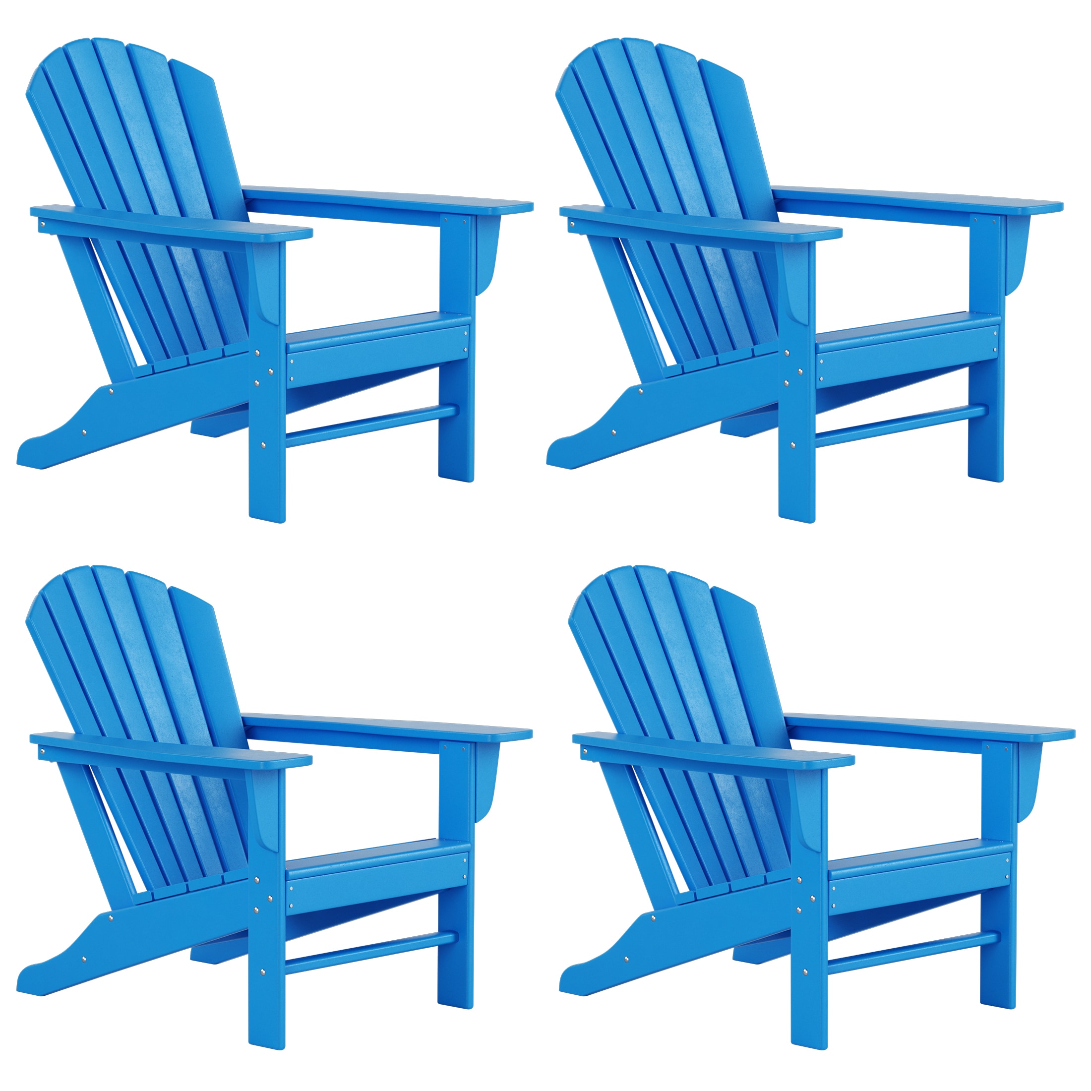 Westin Furniture OP6001-PB-4 Altura Set of 4 Pacific Blue HDPE Frame Stationary Adirondack Chair with Slat Seat