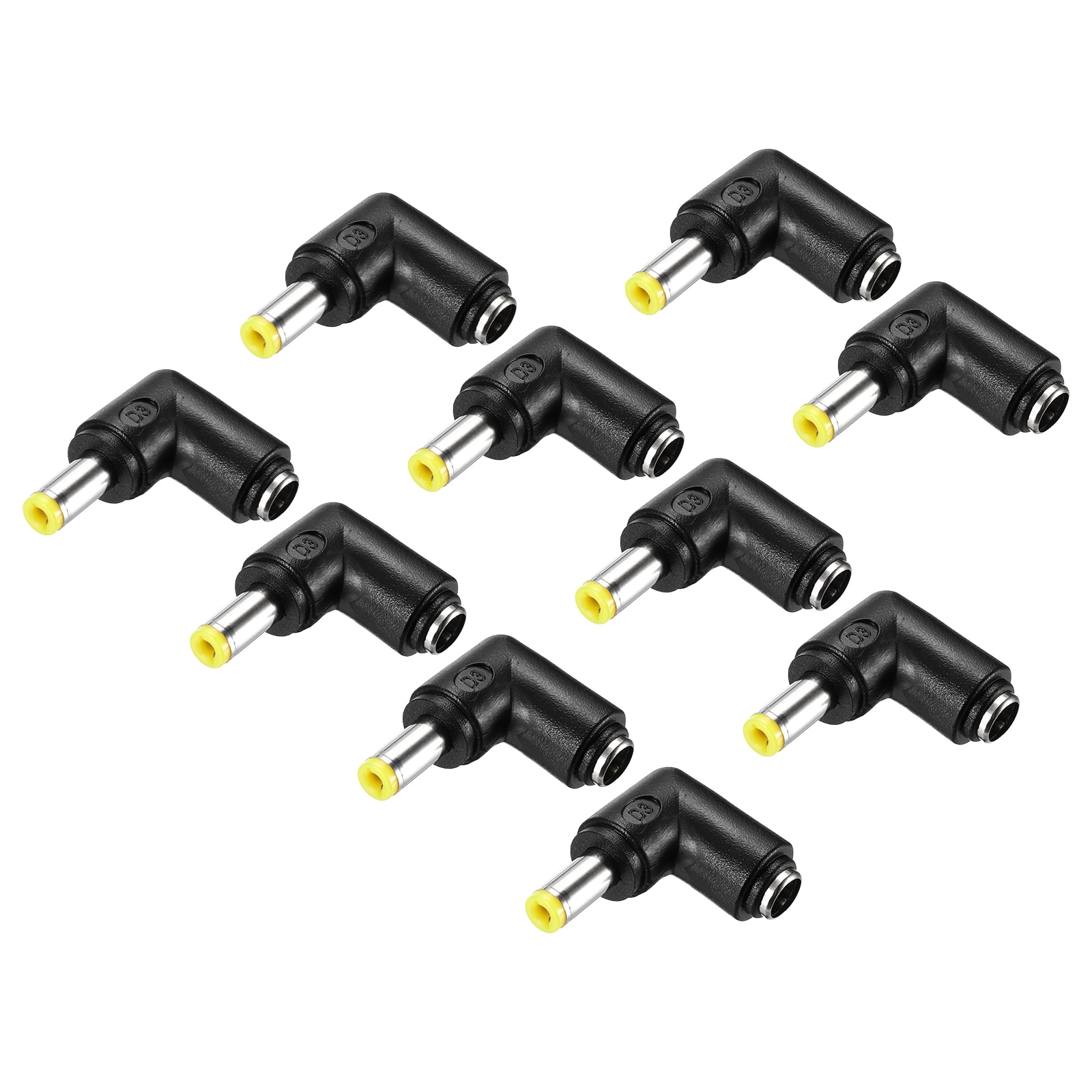 Unique Bargains 10pcs DC Power Adapter 90 Degree Female 5.5mm x 2.1mm to Male 5.5mm x 2.5mm Plug Tips Yellow with 1.2 Inch Wire for External Power Source #S26081100UX2913