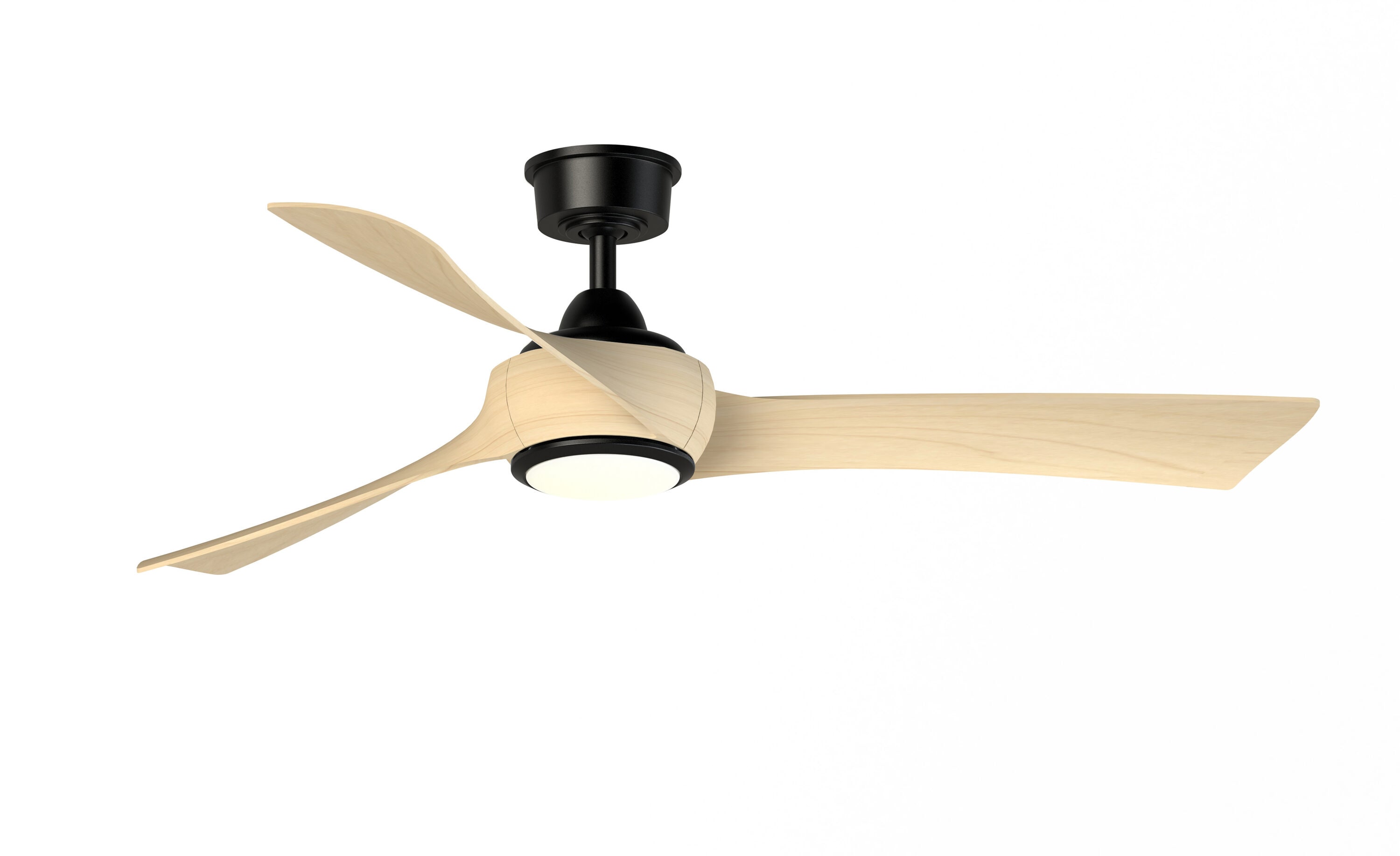 Fanimation Wrap Custom 56-in Black with Natural Blades Color-changing Integrated LED Indoor/Outdoor Smart Ceiling Fan with Light and Remote (3-Blade) FPD8530BL-56N-LK Sansujyuku sansujyuku.com