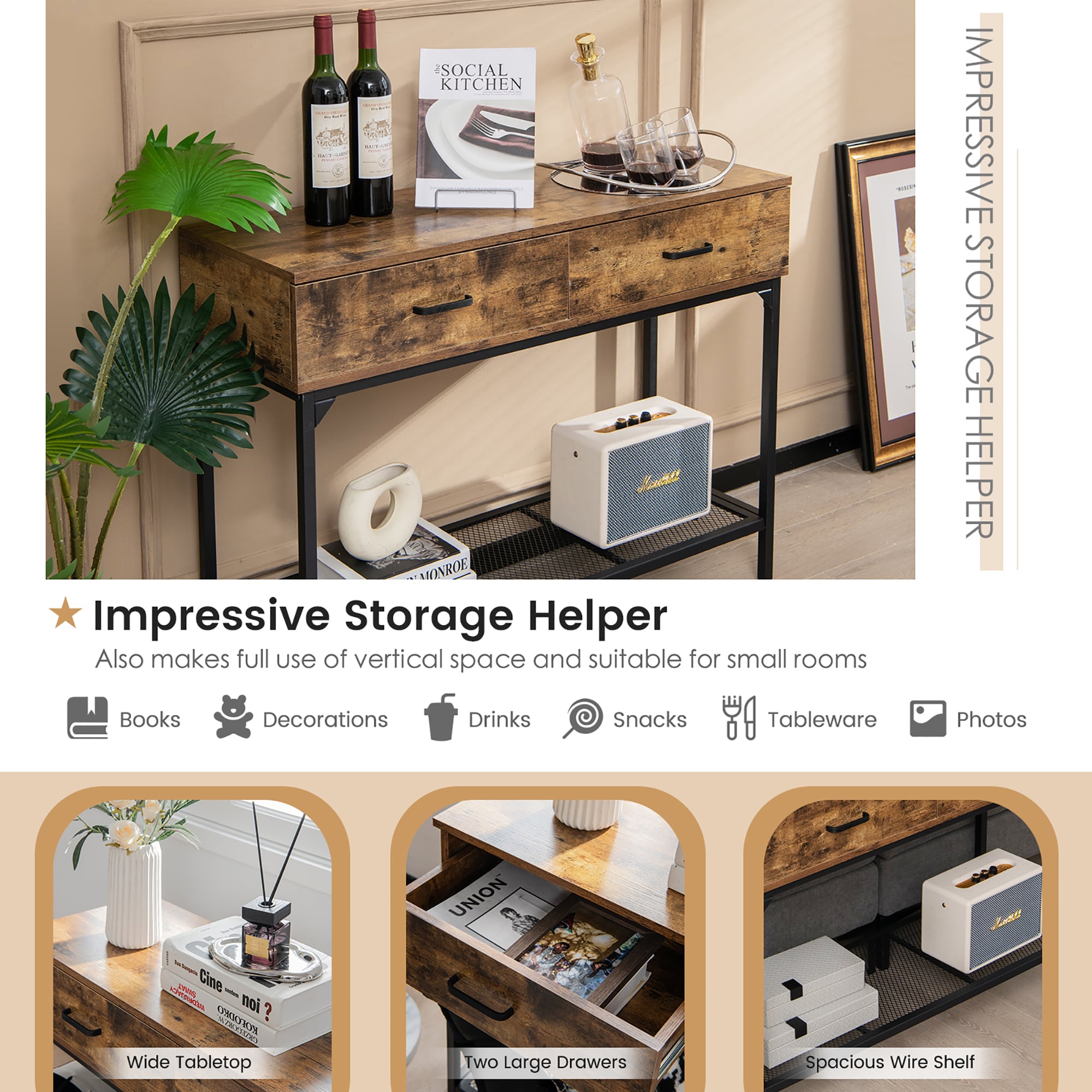 Costway SXL00167 Console-Sofa-Tables - View #3