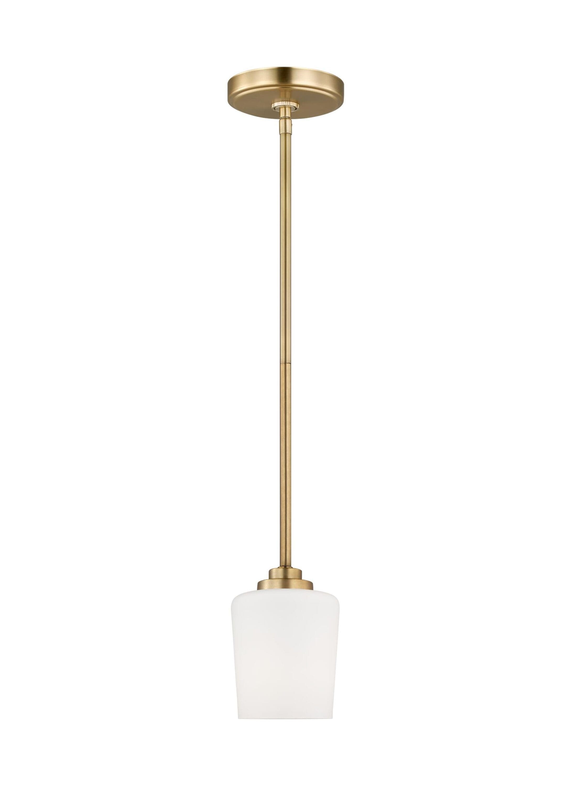 Generation Lighting 6102801EN3-848 Windom 1 -Light Satin Brass Traditional Frosted glass Linear Mini Hanging Pendant light