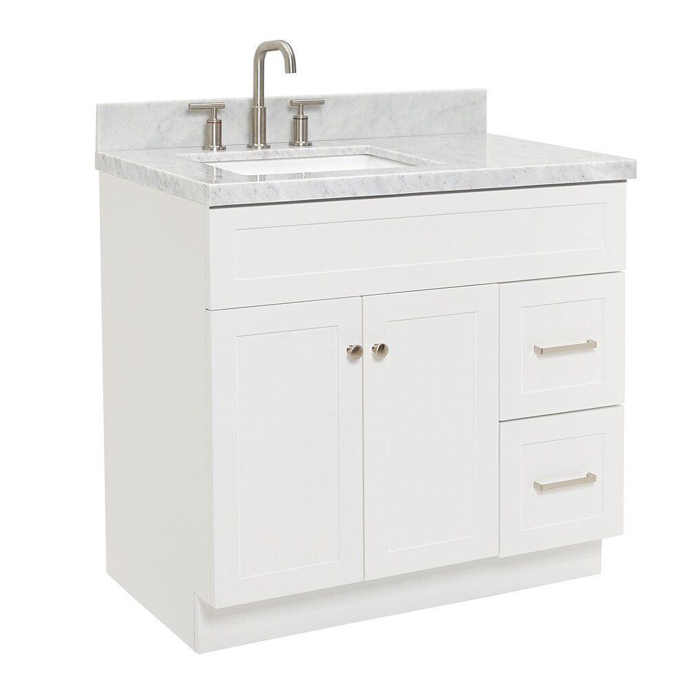 ARIEL Hamlet 37-in White Undermount Single Sink Bathroom Vanity with ...