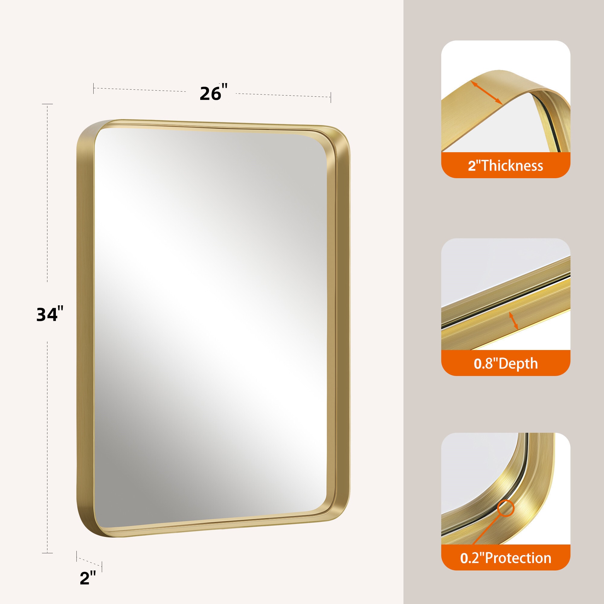 NeuType Oval Mirror Gold 39x20 Bathroom Select Size, Color