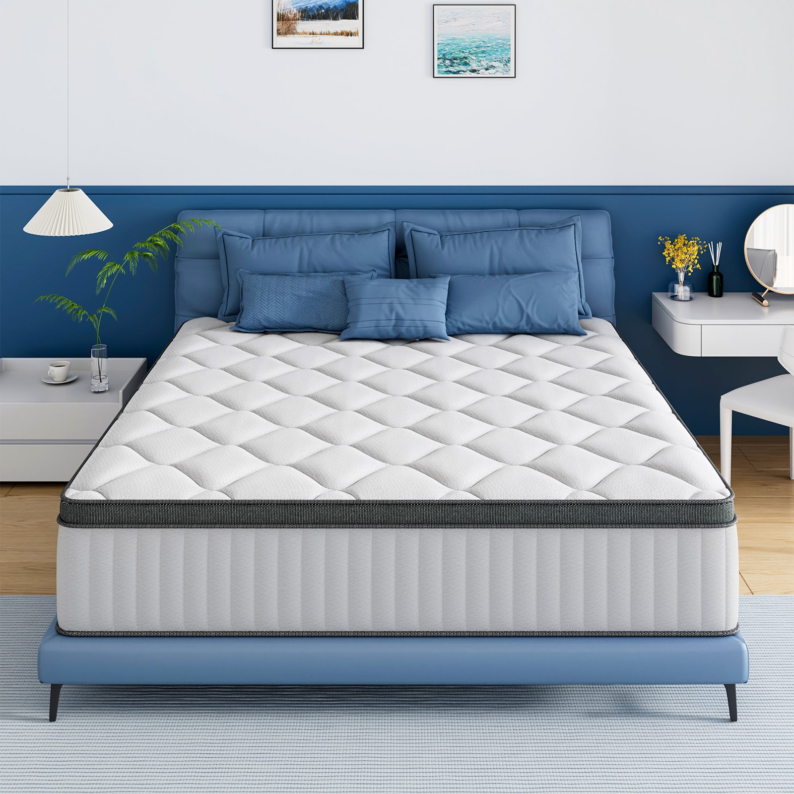 Ifluous 12-in Medium Twin Hybrid Memory Foam/Coil Blend Mattress in a Box with Boxspring Included #LSMH31-12T