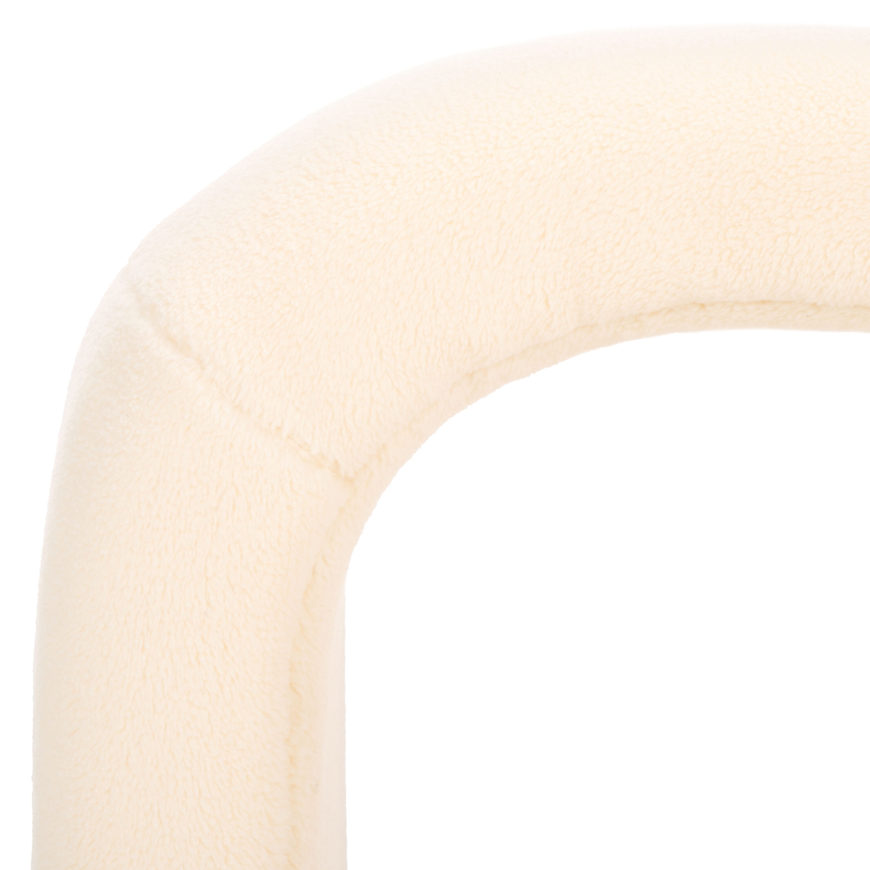 Kibo Cream Faux Shearling Modern Ottoman with Pine Frame
