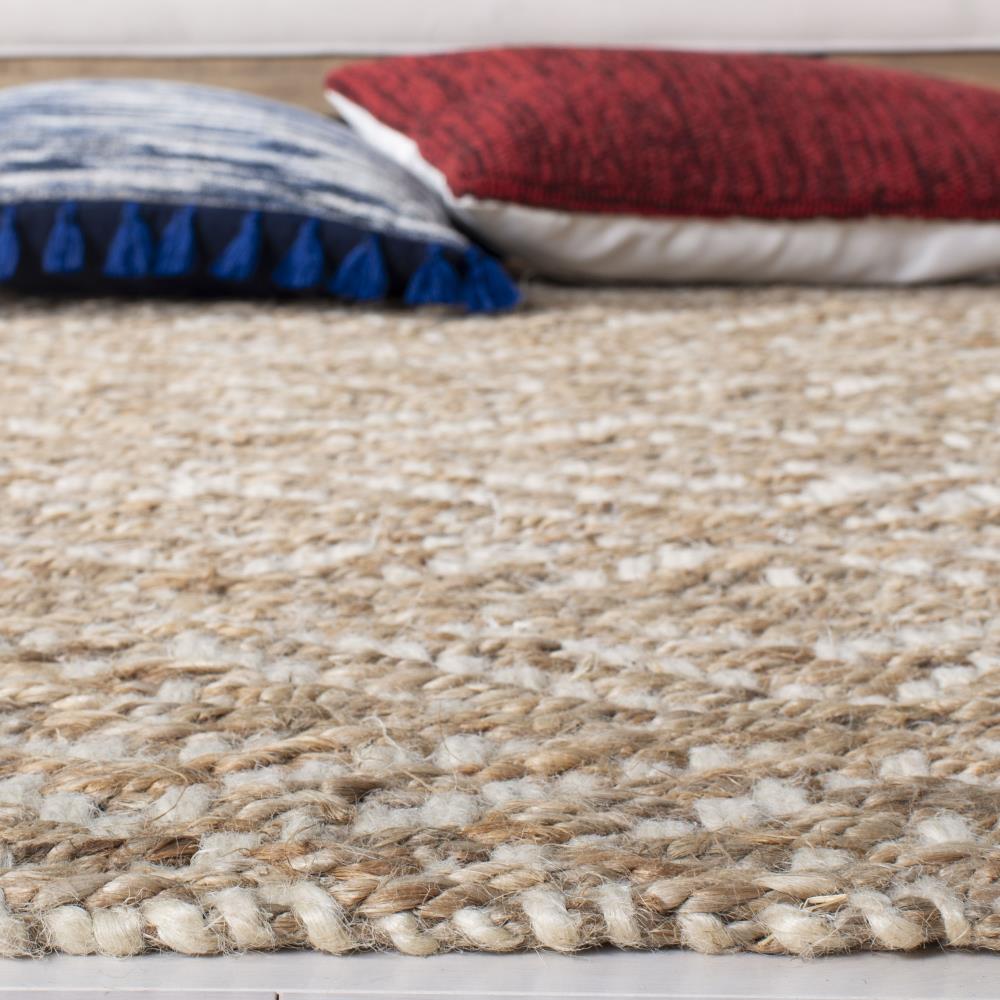 Ivory and Natural Hand-Woven Jute Diamond Area Rug 5' x 8'