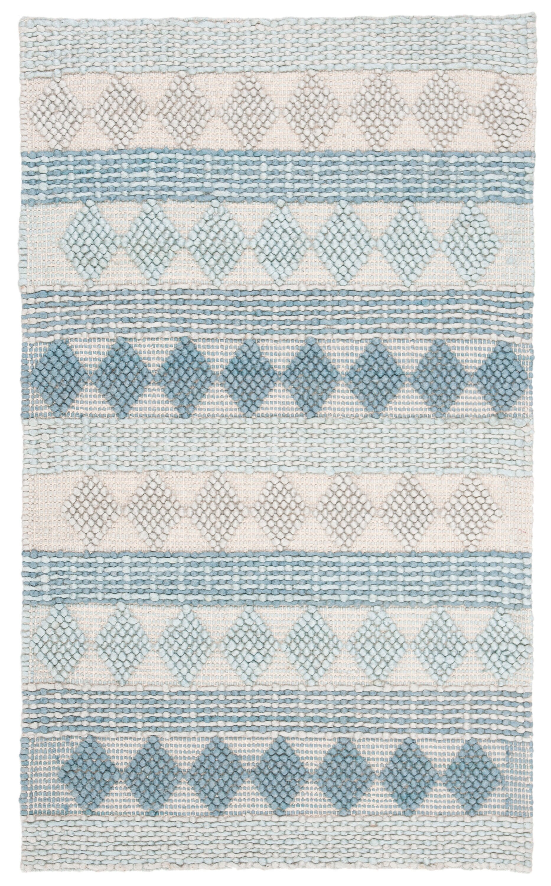 Ivory Artisan-Crafted Rectangular Braided Wool-Viscose Blend Rug 3' x 5'