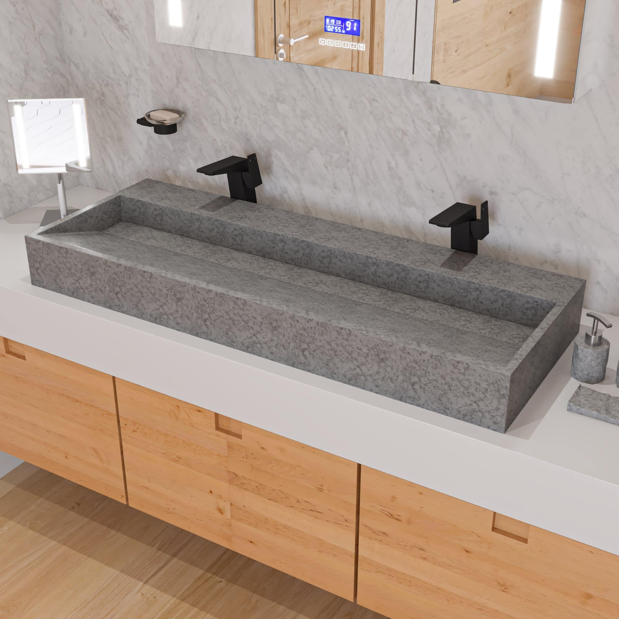 ALFI ABCO48TR ABCO48TR 48-in Solid Concrete Gray Matte Trough Sink for the Bathroom
