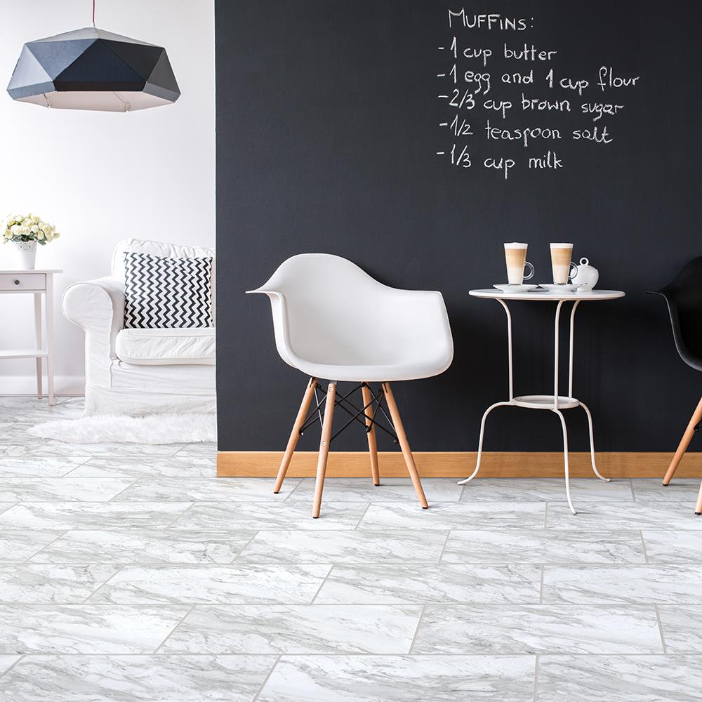 Congoleum DuraStone- Carrara White Vinyl Tile Sample