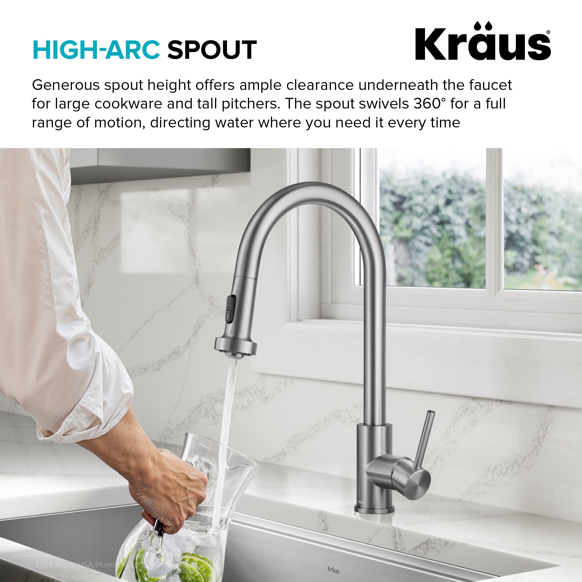 Stainless Steel Single Handle Pull Down Kitchen Faucet with Spray