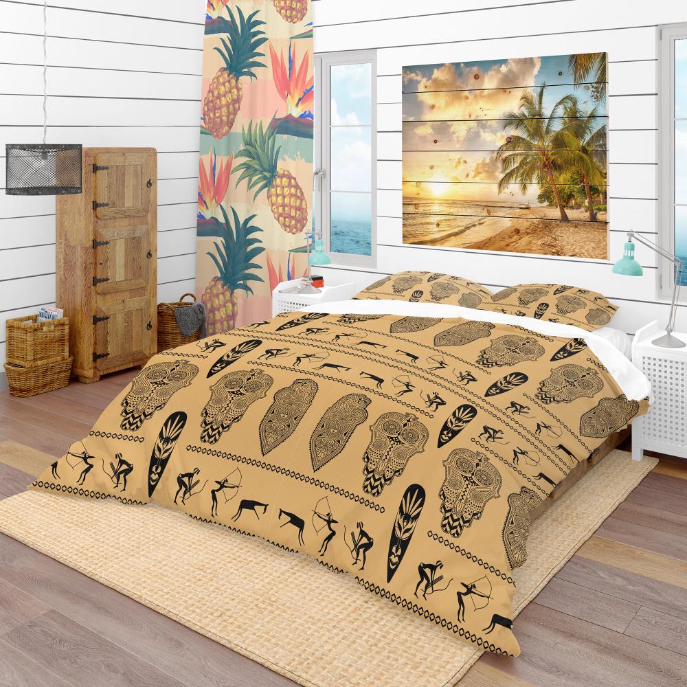 Designart BED18819-Q 3 -Piece Orange Queen Duvet cover Set