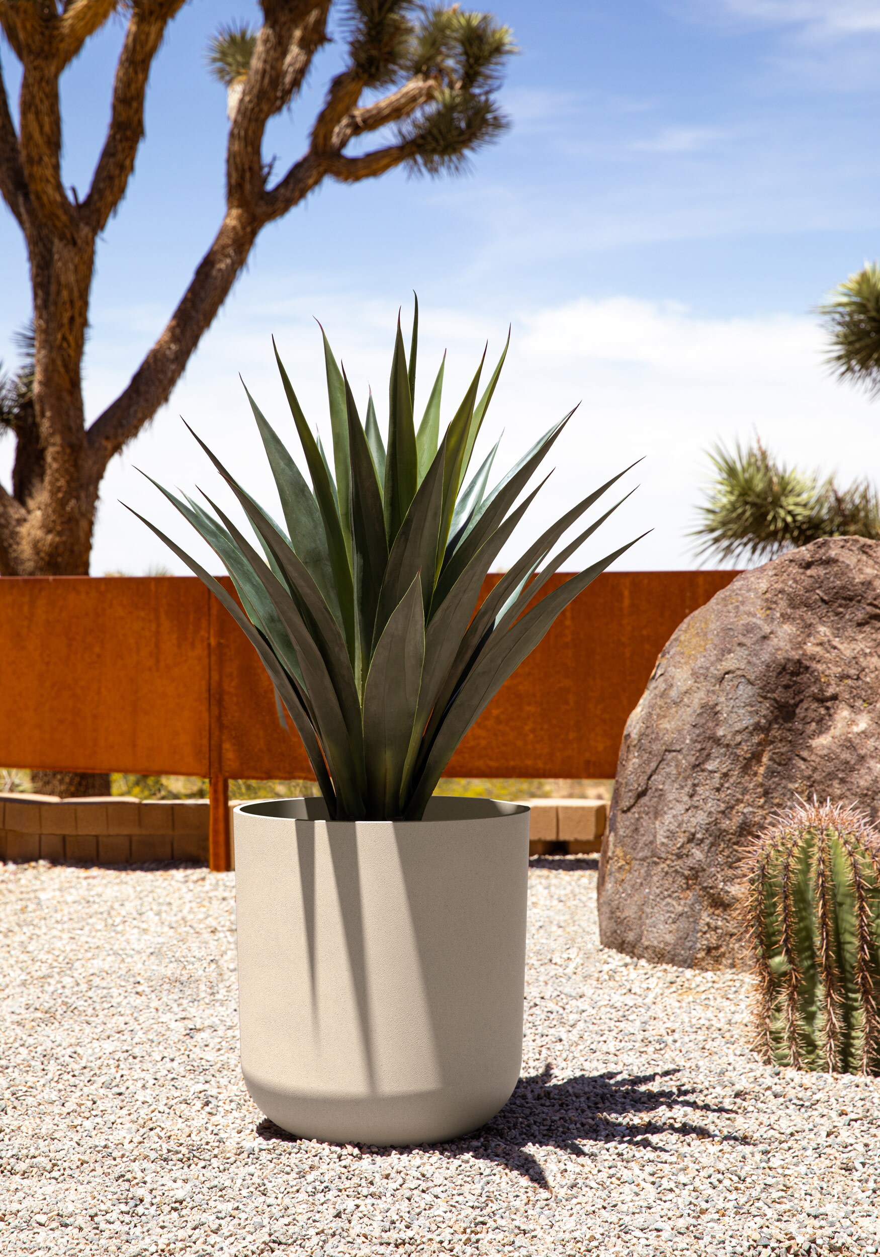 Kona Sand 19.75" Modern Plastic-Stone Composite Planter