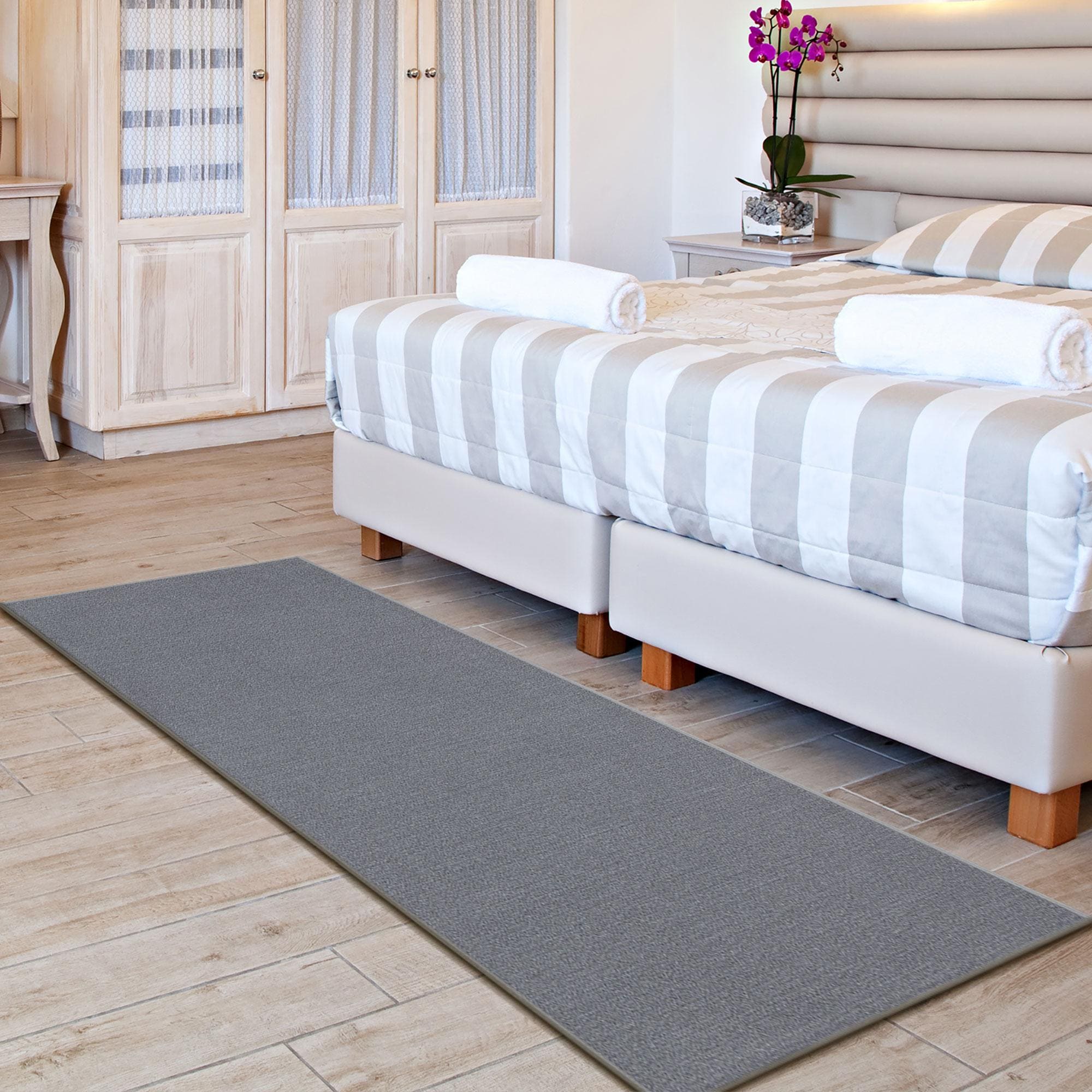 Ottomanson CLS9503-2X6 Non-Slip Rug For Bedroom, Bathroom Runner 2 x 6 (ft) Loomed Nylon Gray Rectangular Indoor Solid Runner rug