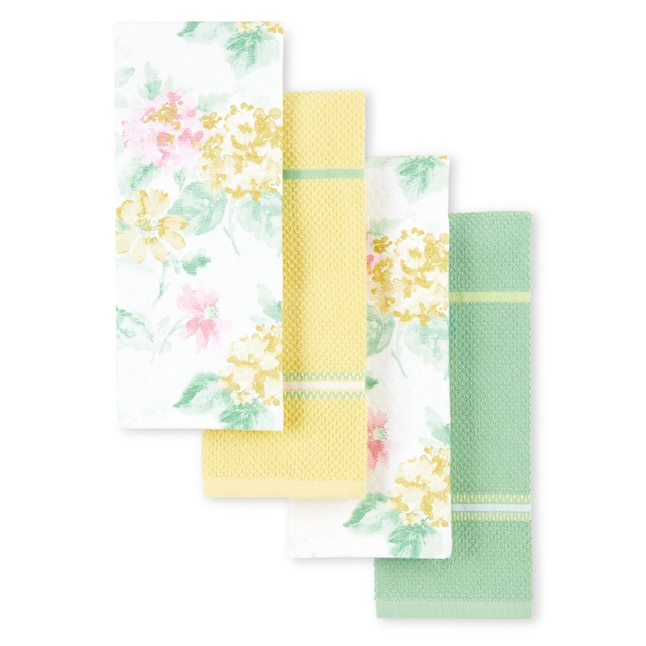 Martha Stewart 4-Pack Cotton Floral Any Occasion Kitchen Towel in