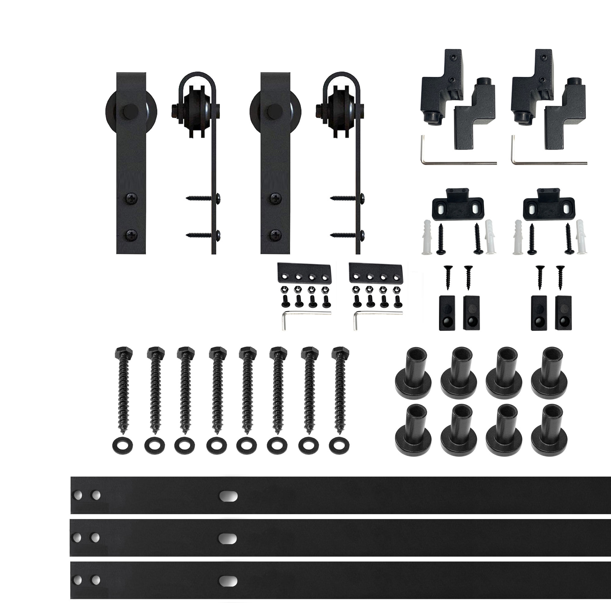 HOMACER 84-in Rustic Black Indoor I-strap Single Barn Door Hardware Kit ZT1TGH084C Sansujyuku sansujyuku.com