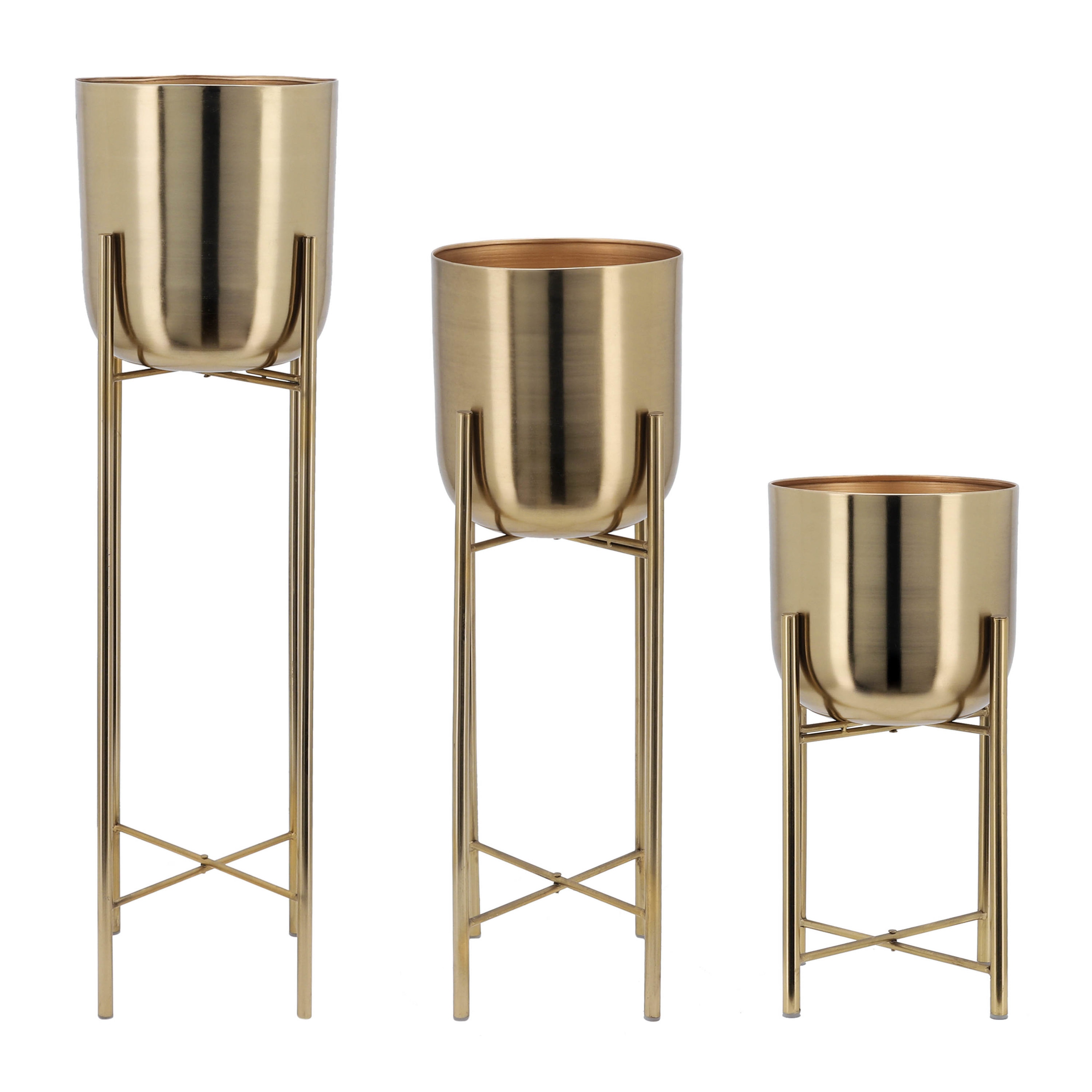 Sagebrook Home 14630 Round 11.0-Inches W Medium Gold Metal Indoor/Outdoor Planter